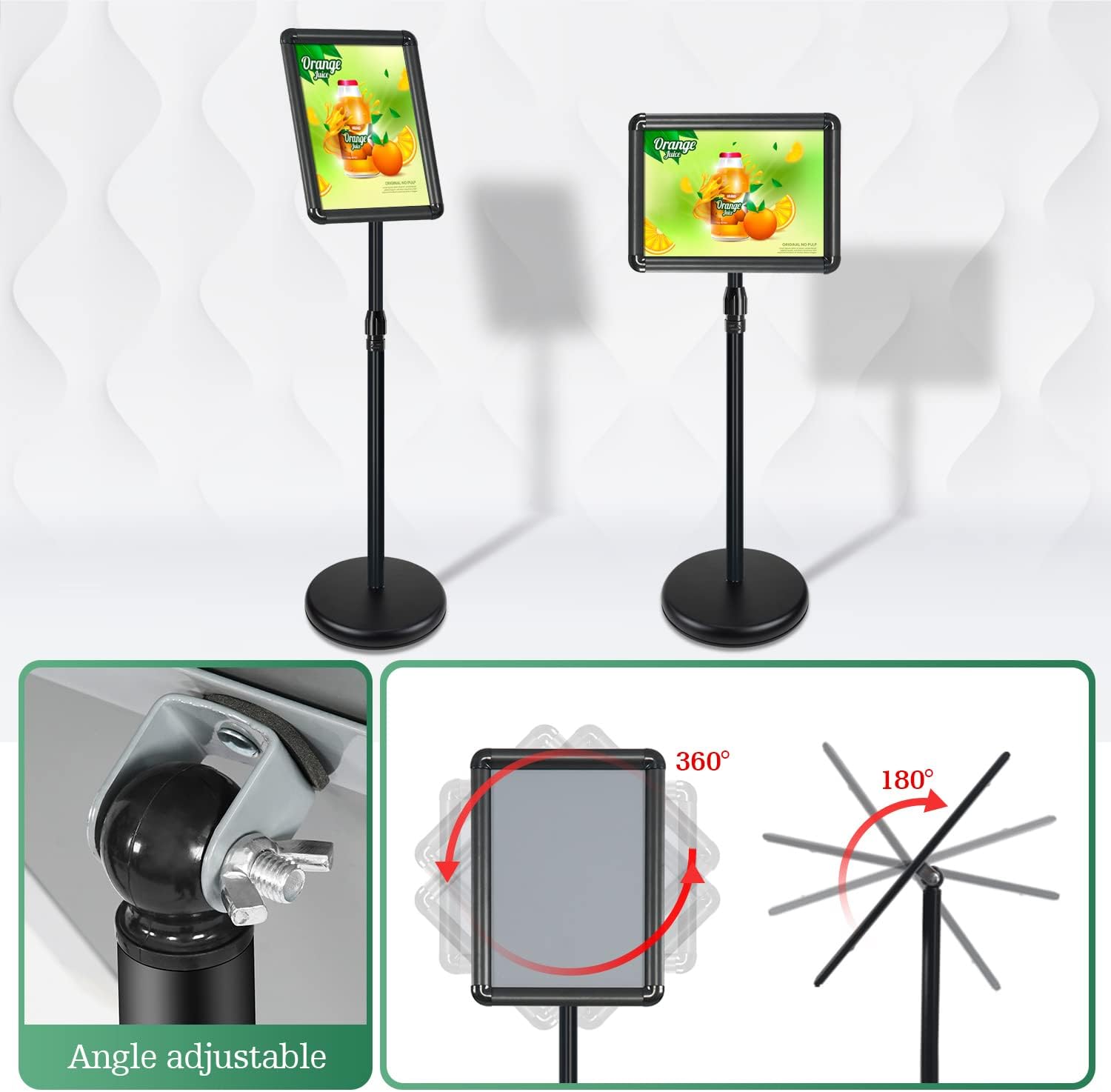 Supporto Espositore Regolabile per Poster (6 Pezzi), Nero A4 - immagine 2