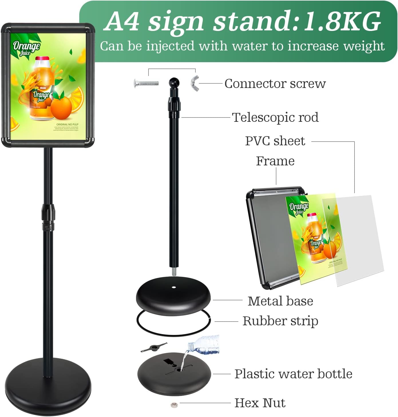 Supporto Espositore Regolabile per Poster (6 Pezzi), Nero A4 - immagine 5