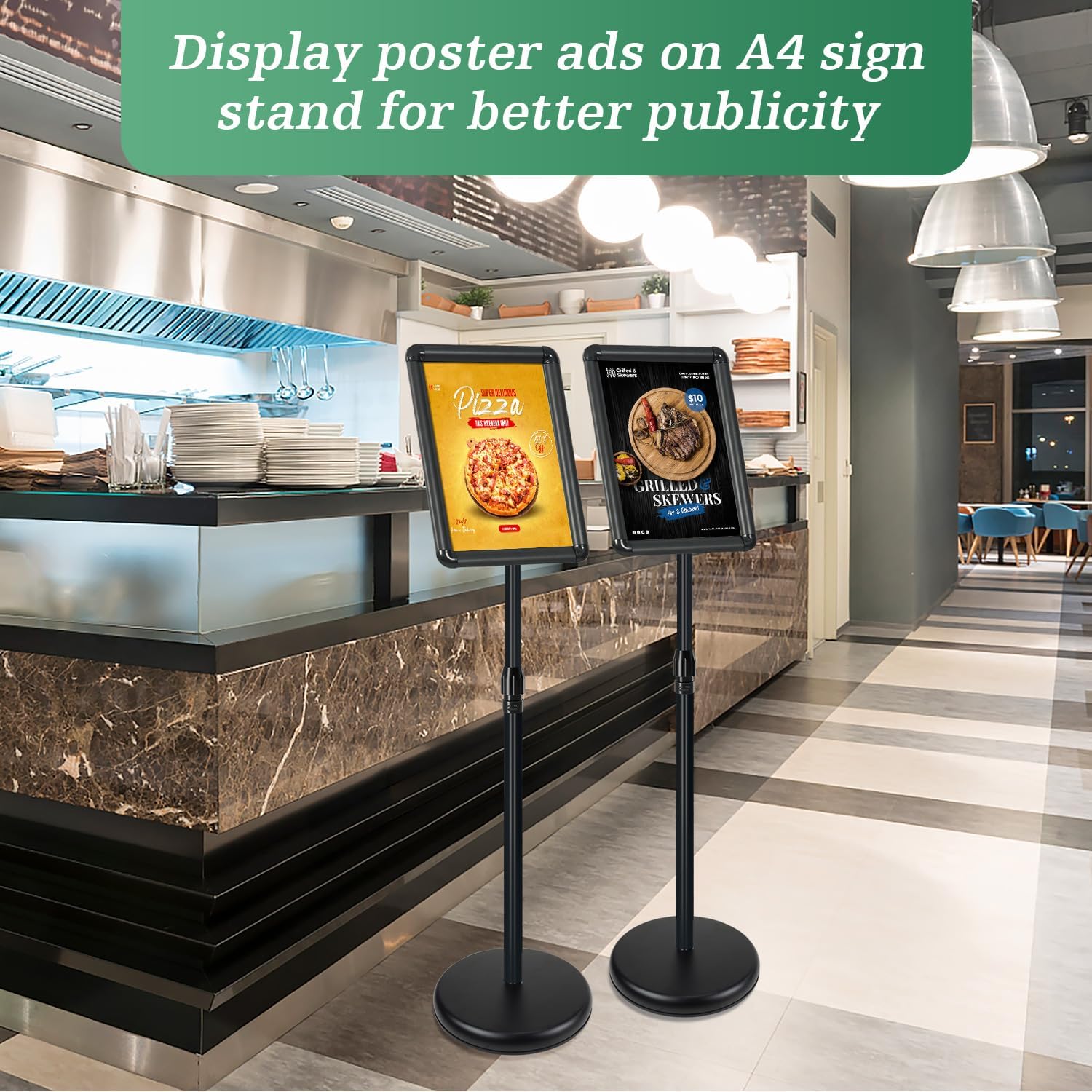 Supporto Espositore Regolabile per Poster (6 Pezzi), Nero A4 - immagine 8