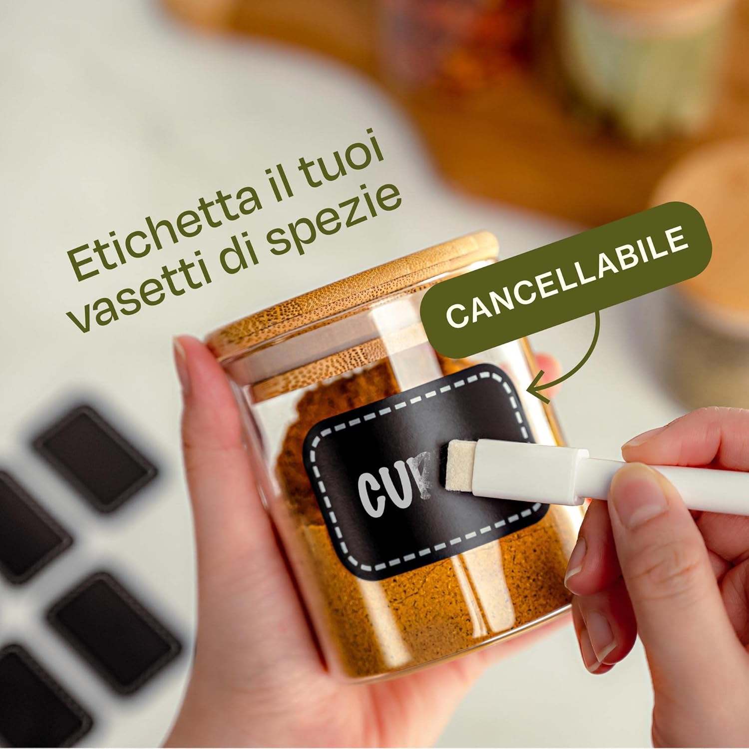 Praknu Set Barattoli Spezie Vetro con Coperchi 8x250ml - immagine 4