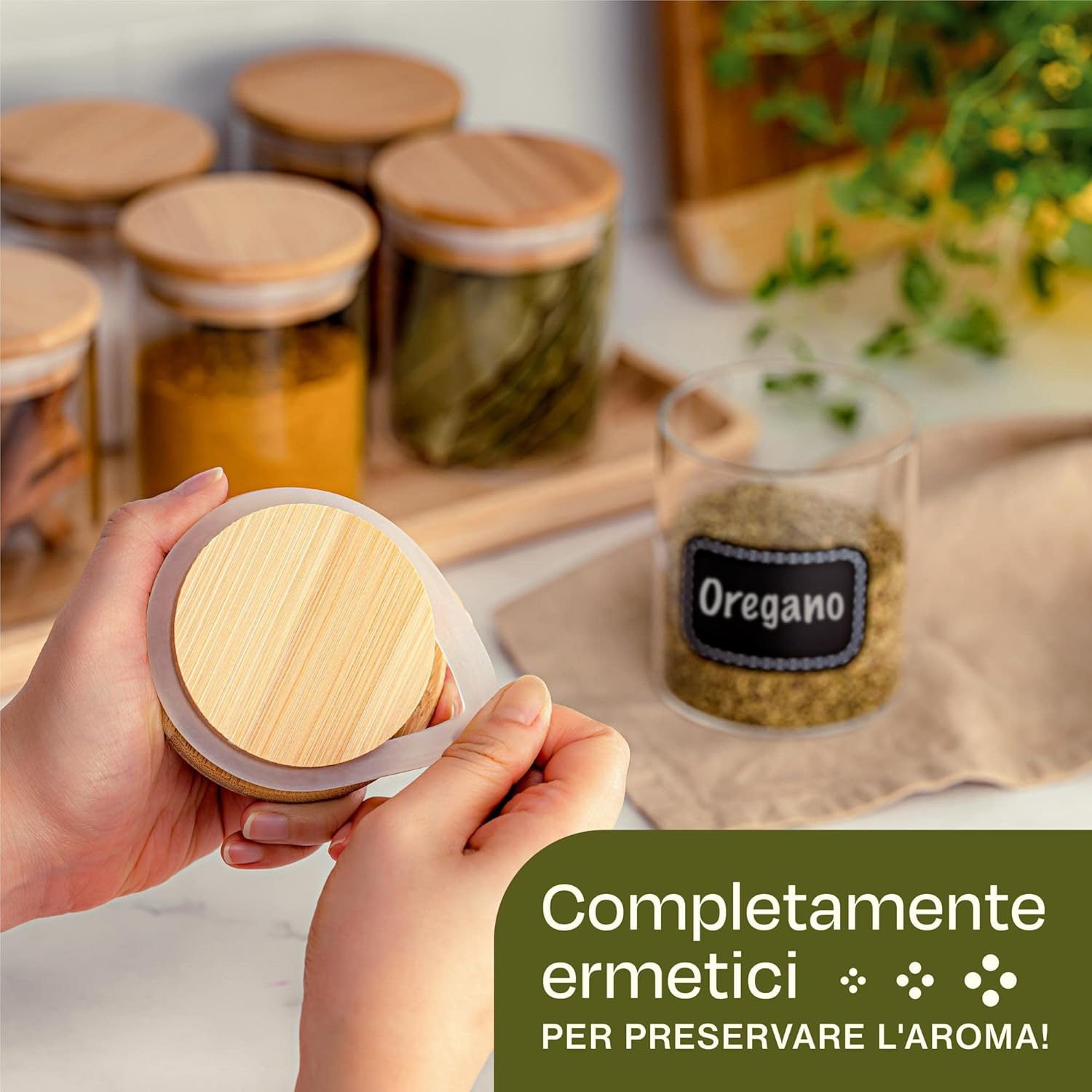 Praknu Set Barattoli Spezie Vetro con Coperchi 8x250ml - immagine 5