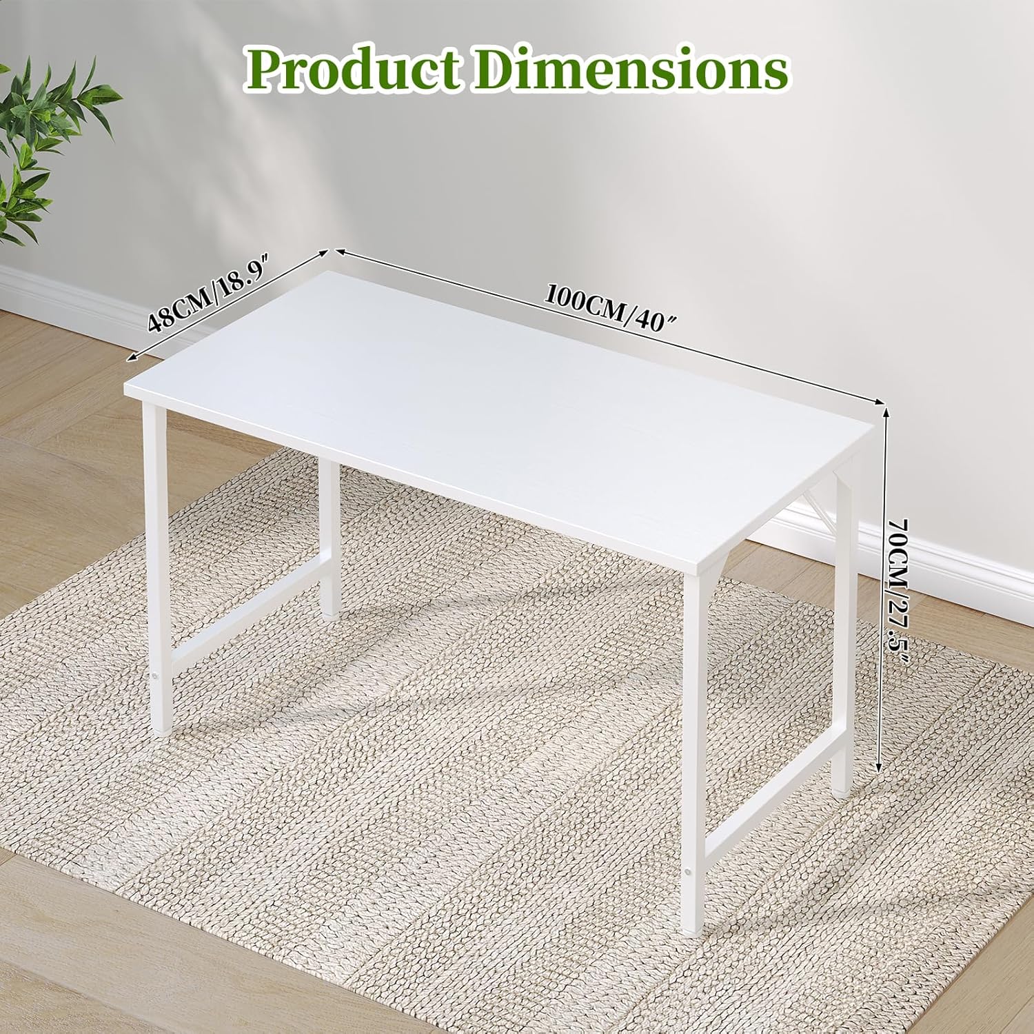 Grandder Scrivania Piccola Computer 100x48cm, Bianco - immagine 3