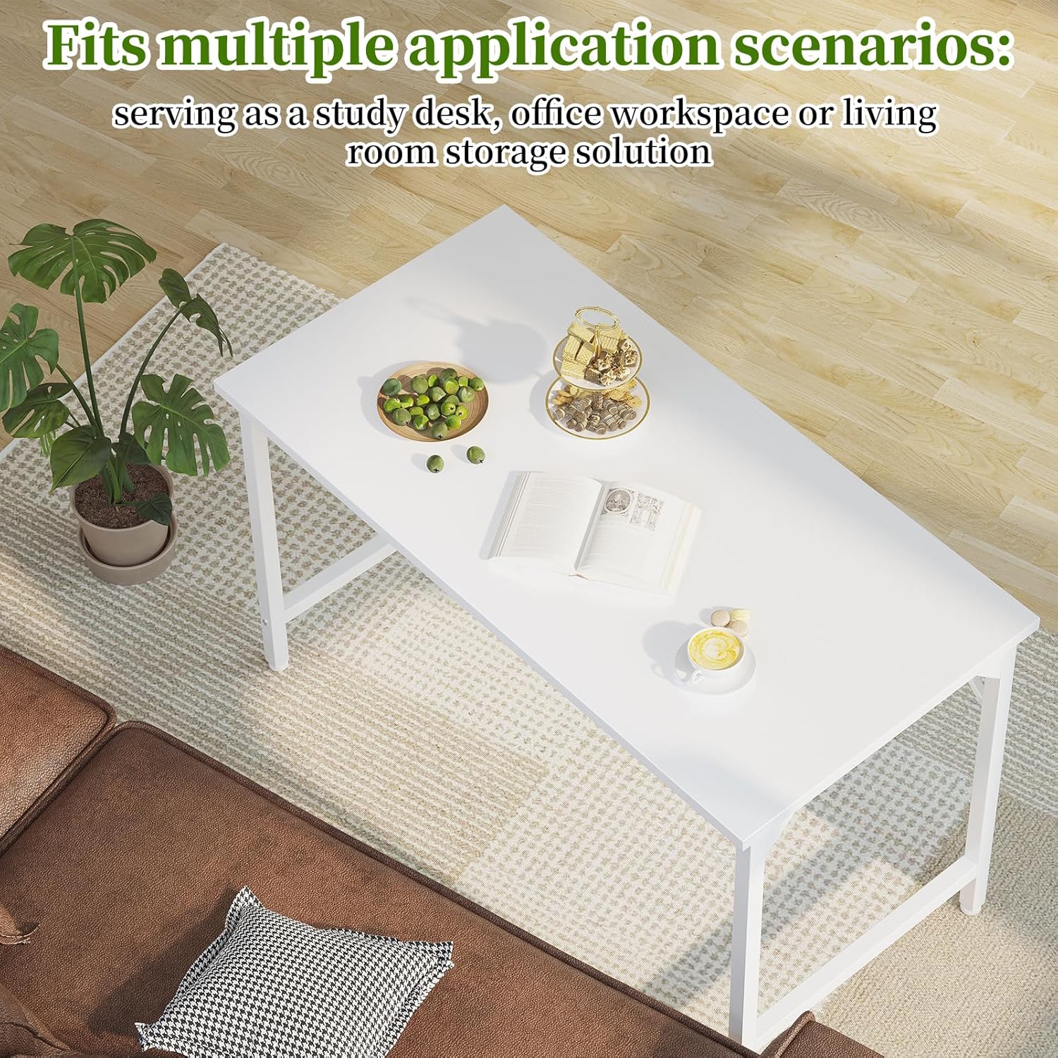 Grandder Scrivania Piccola Computer 100x48cm, Bianco - immagine 4