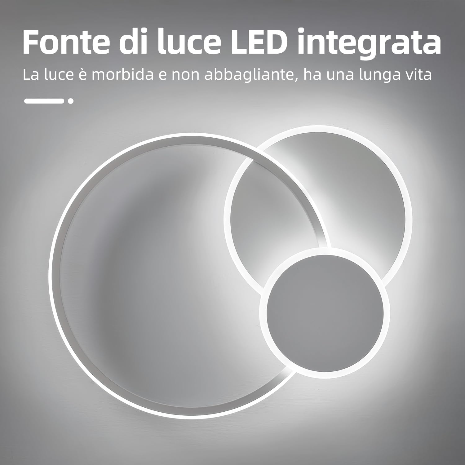 Fupe Plafoniera LED Soffitto 50W 5300LM a 3 Anelli - immagine 4