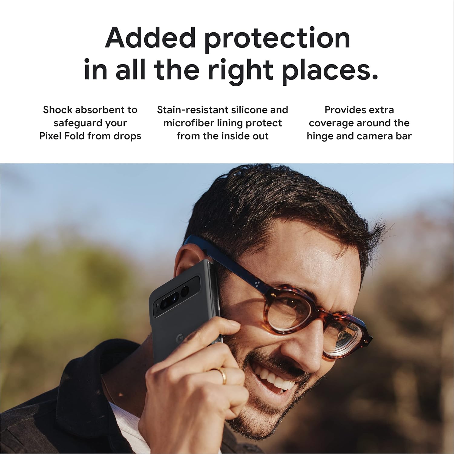 Google Pixel Fold Case - Custodia Antiurto in Silicone, Nocciola - immagine 4