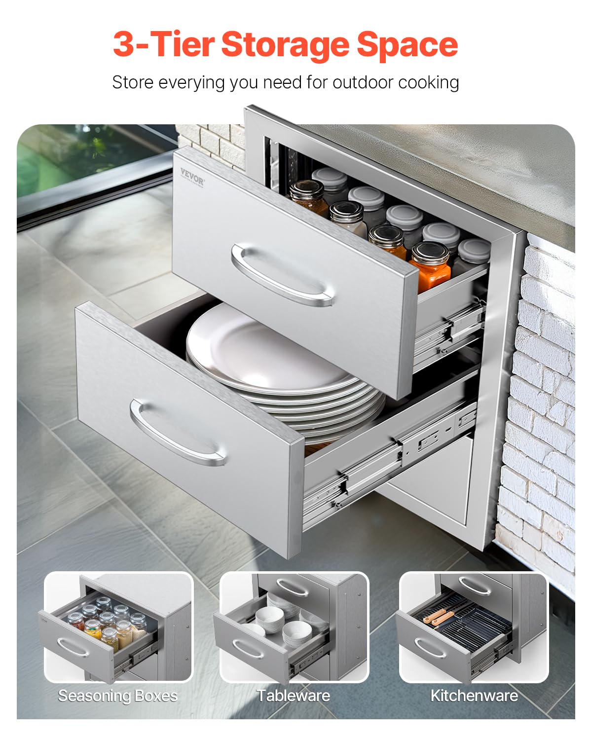 Vevor Cassetti Cucina da Esterno 470x570x570 mm - immagine 5