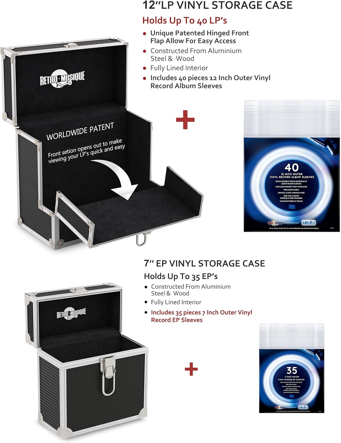 Retro musique Custodia Alluminio per Dischi Vinile 30,5cm - immagine 3