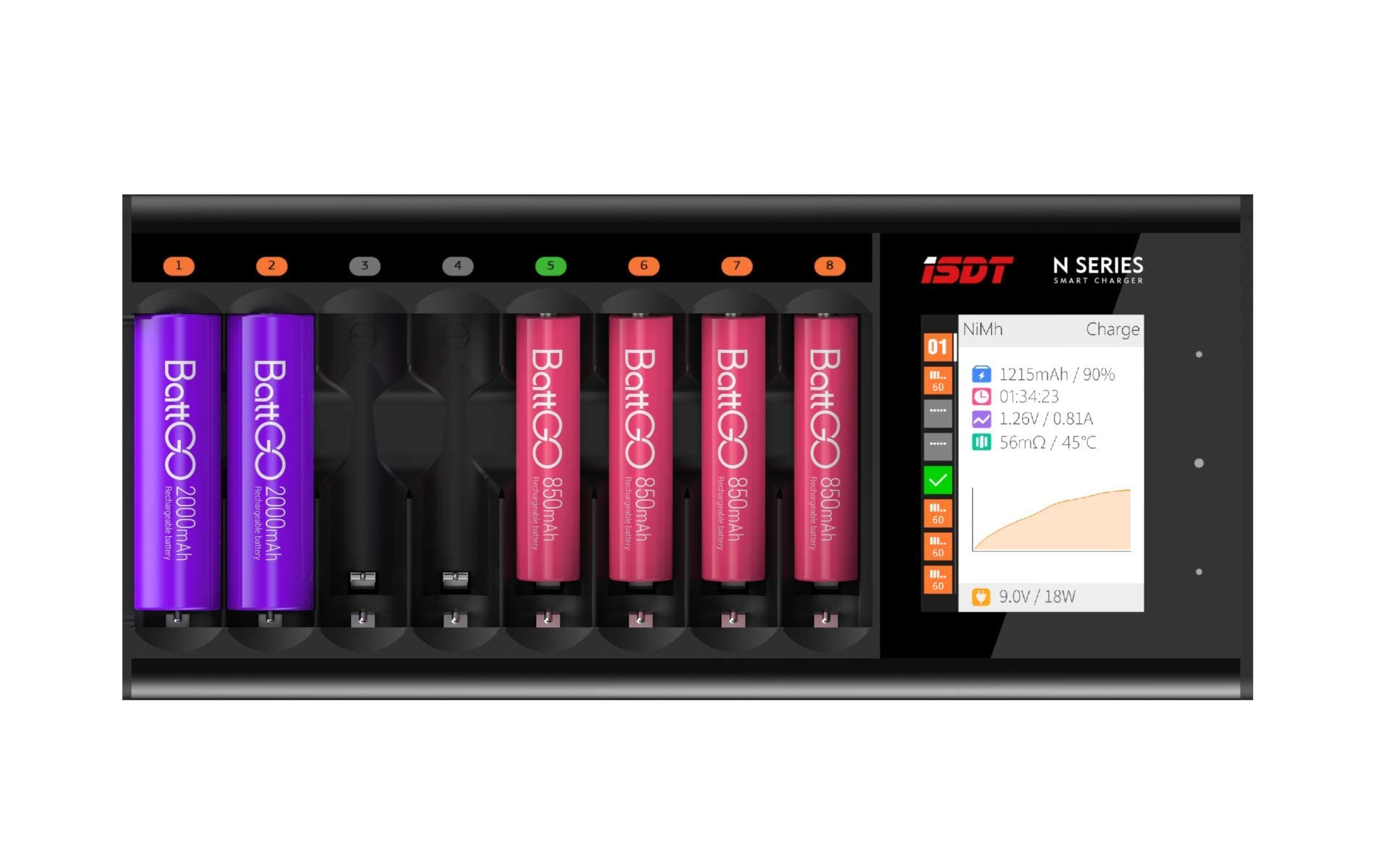 Isdt N8 Caricabatterie Rapido LCD per 8 Batterie