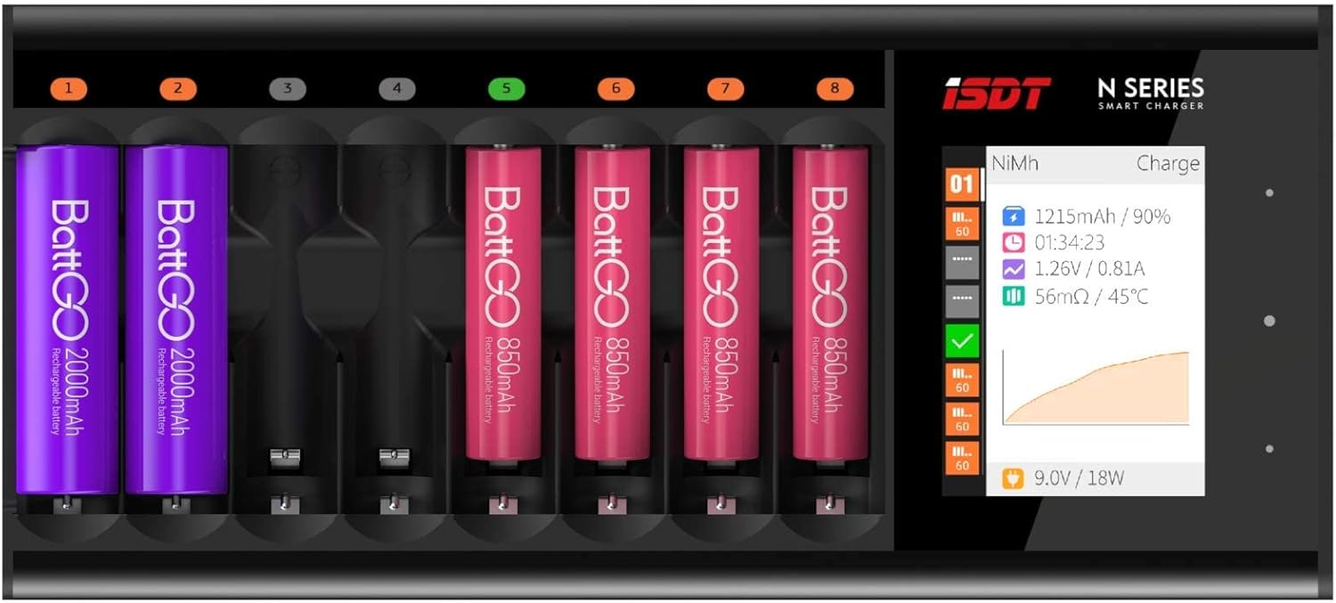 Isdt N8 Caricabatterie Rapido LCD per 8 Batterie - immagine 1