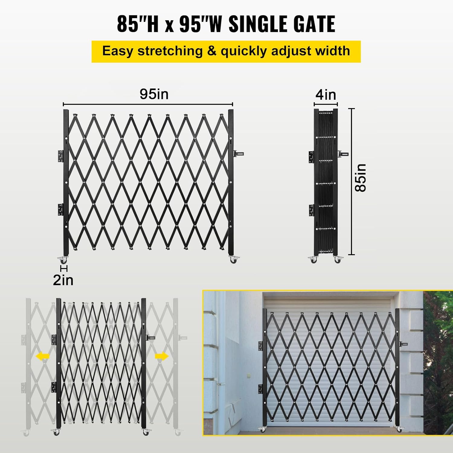 Vevor Cancello di Sicurezza Pieghevole Singolo 1,7m H x 1,26m L - immagine 3
