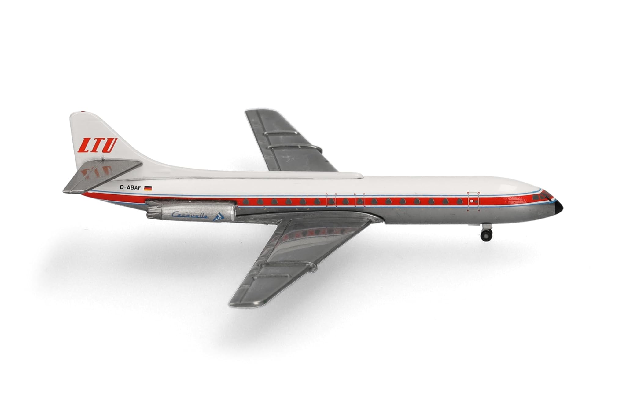 Herpa modellino aereo LTU Sud Aviation Caravelle, miniatura in scala 1:500, pezzo da collezione, modello di aereo senza base, metallo