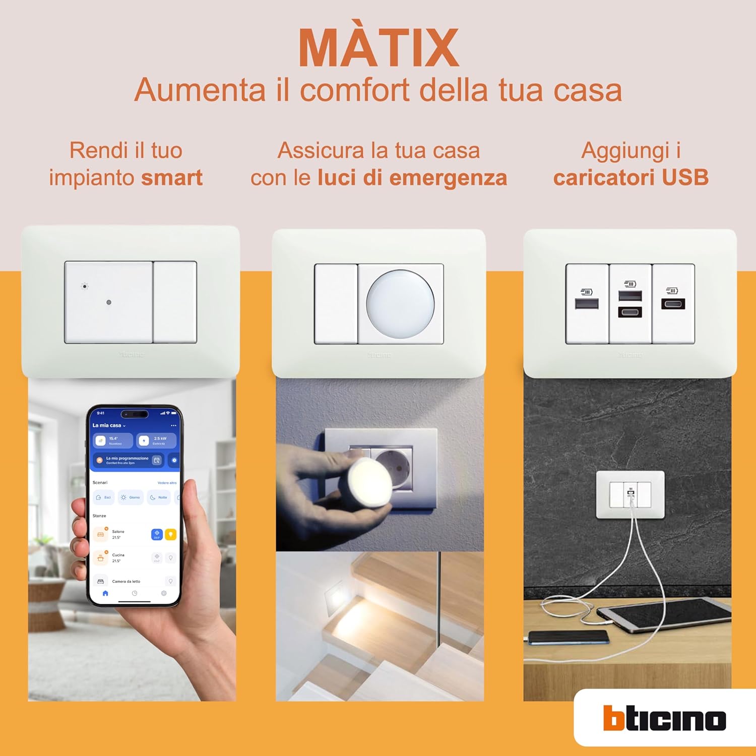 Bticino Interruttore Luci Wireless Matix AM4003CWI - immagine 3