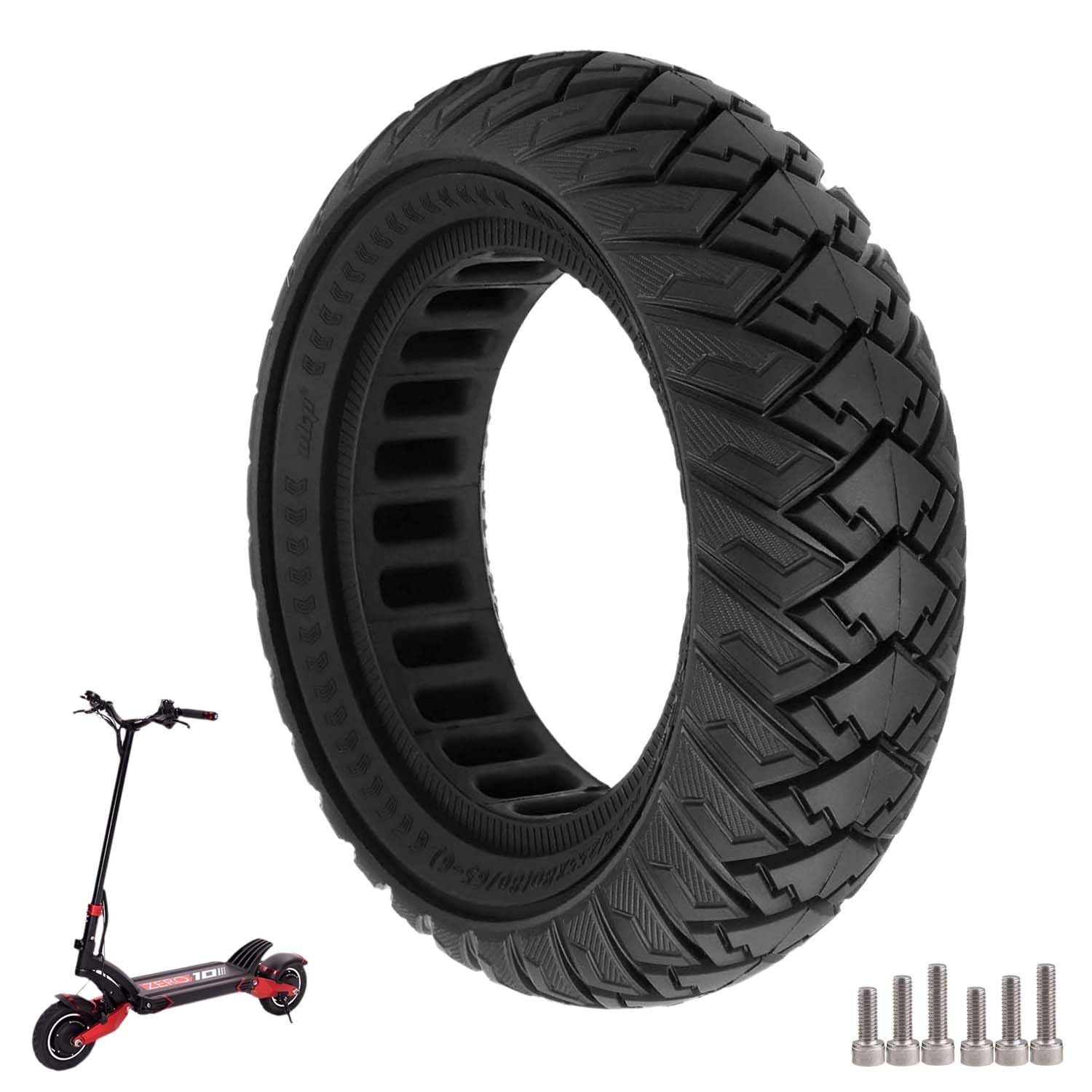 Pneumatici Solidi 10 Pollici per Scooter Elettrici - Gomma Piena 10 x 3/255 x 80 (80/65-6) - Ricambio per Zero 10X, Kaabo Wolf Warrior X/MANTIS 10