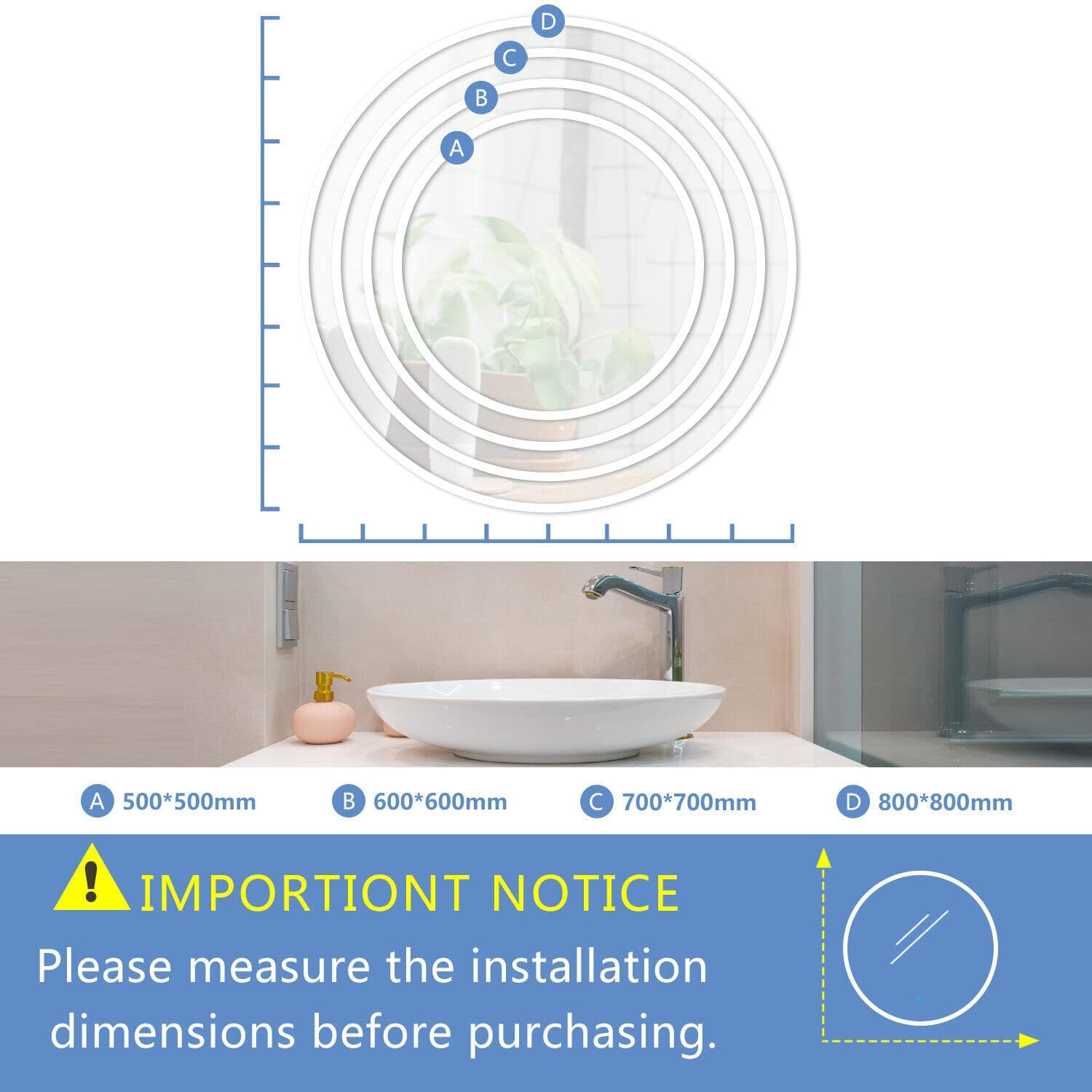 Specchio da Bagno Rotondo Illuminato 70cm - immagine 7