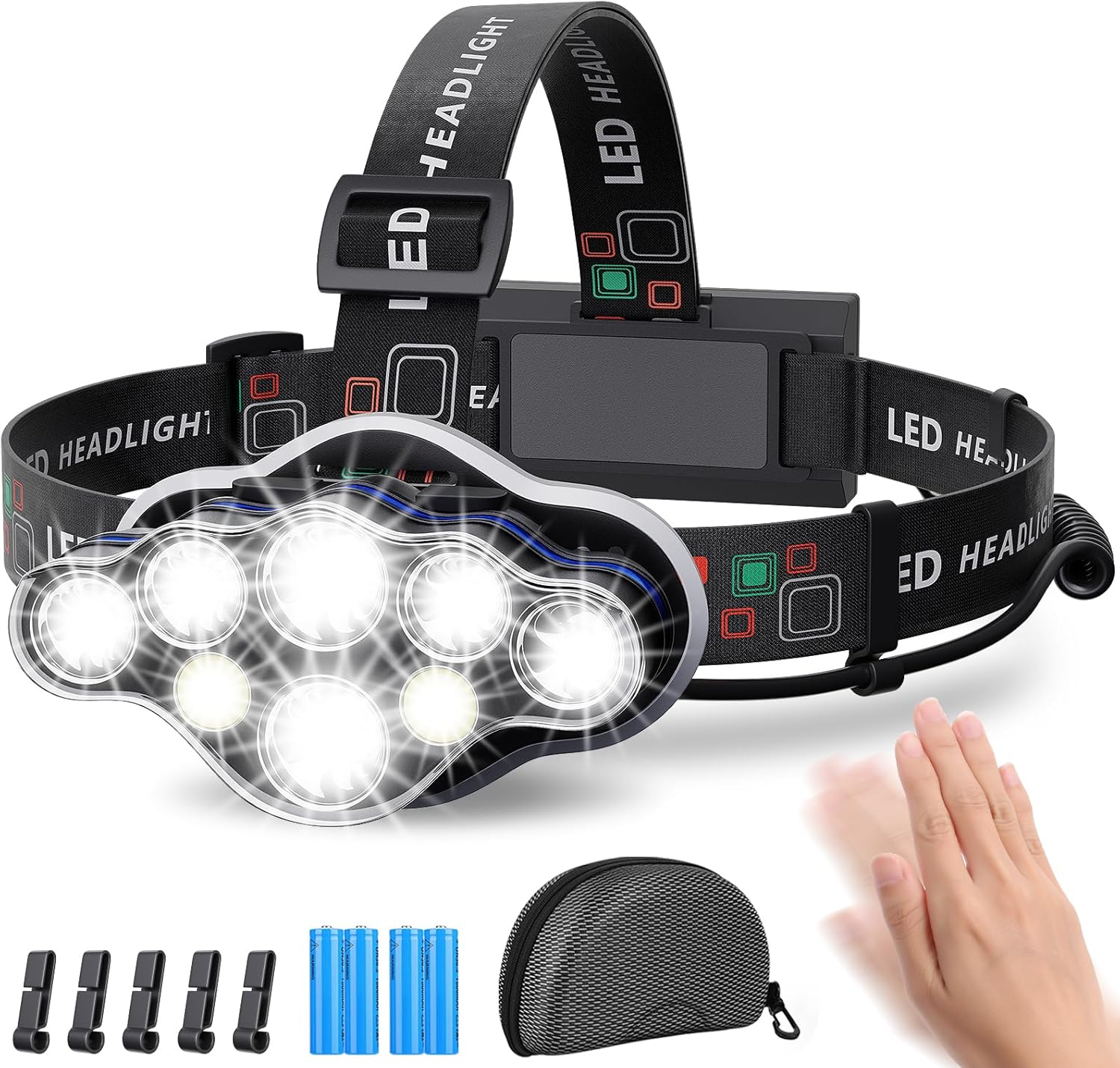 MLIAIMCE Lampada Frontale LED 18000 Lumen 8 LED - immagine 1