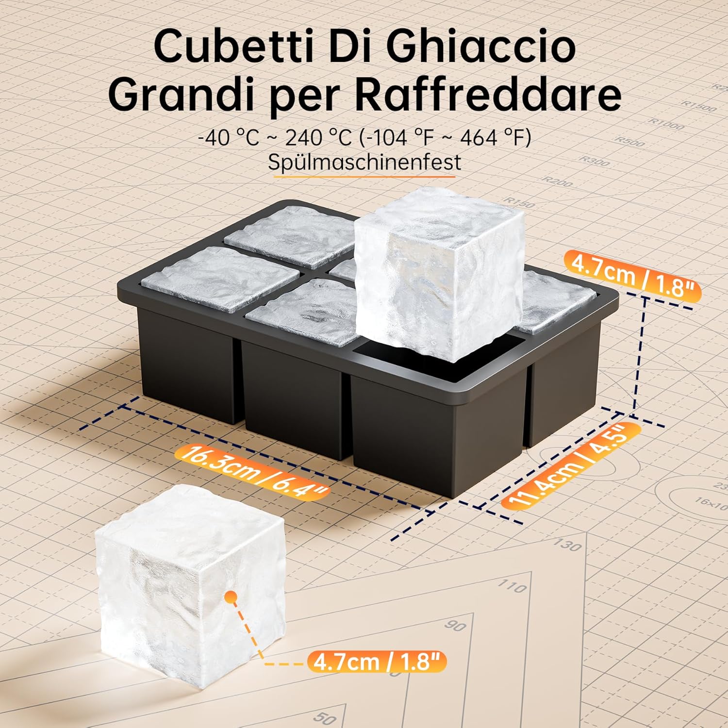 Ankway 2 Stampi Ghiaccio XXL in Silicone con Coperchio - immagine 2