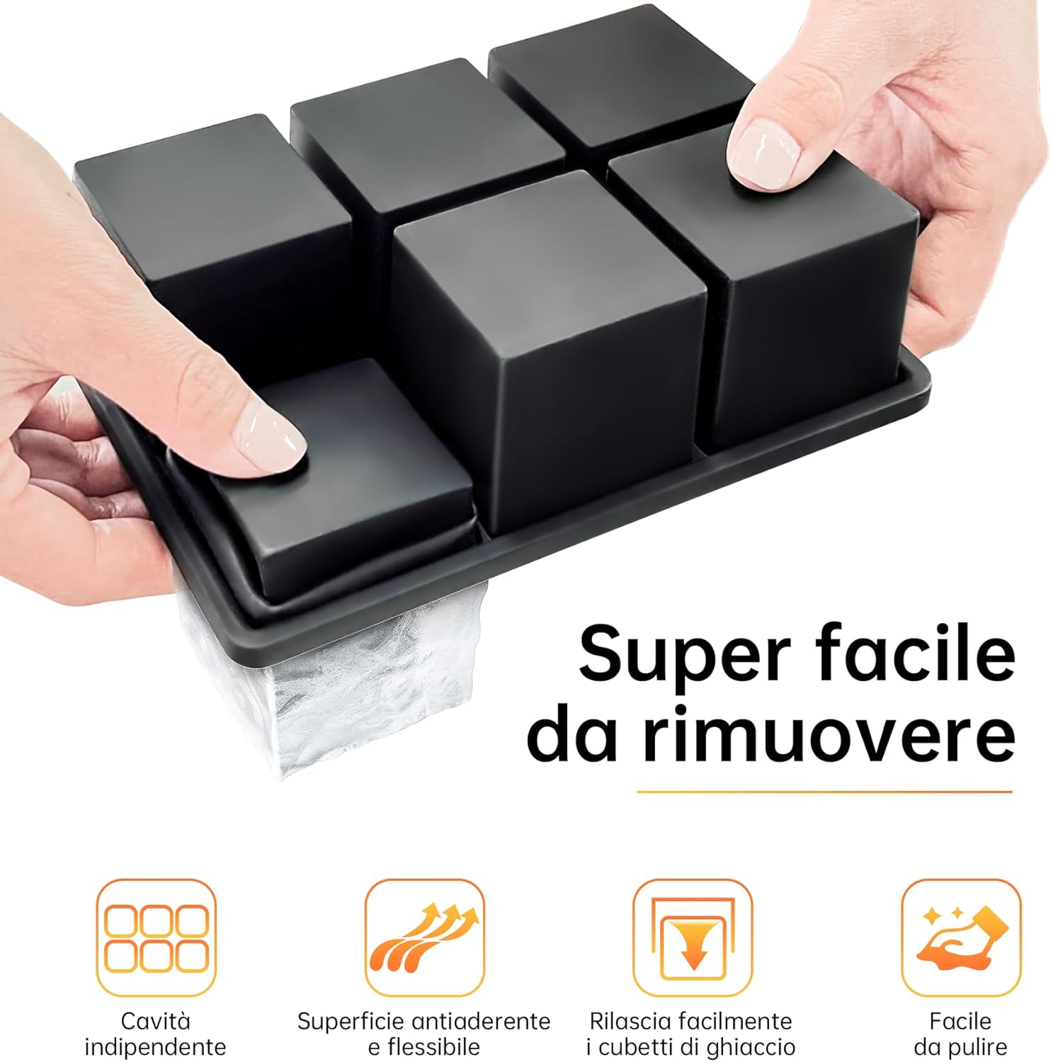 Ankway 2 Stampi Ghiaccio XXL in Silicone con Coperchio - immagine 3
