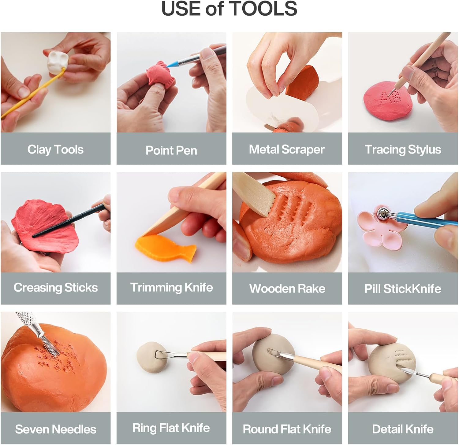 Set 55 Strumenti per Modellare l’Argilla e Ceramica - immagine 4