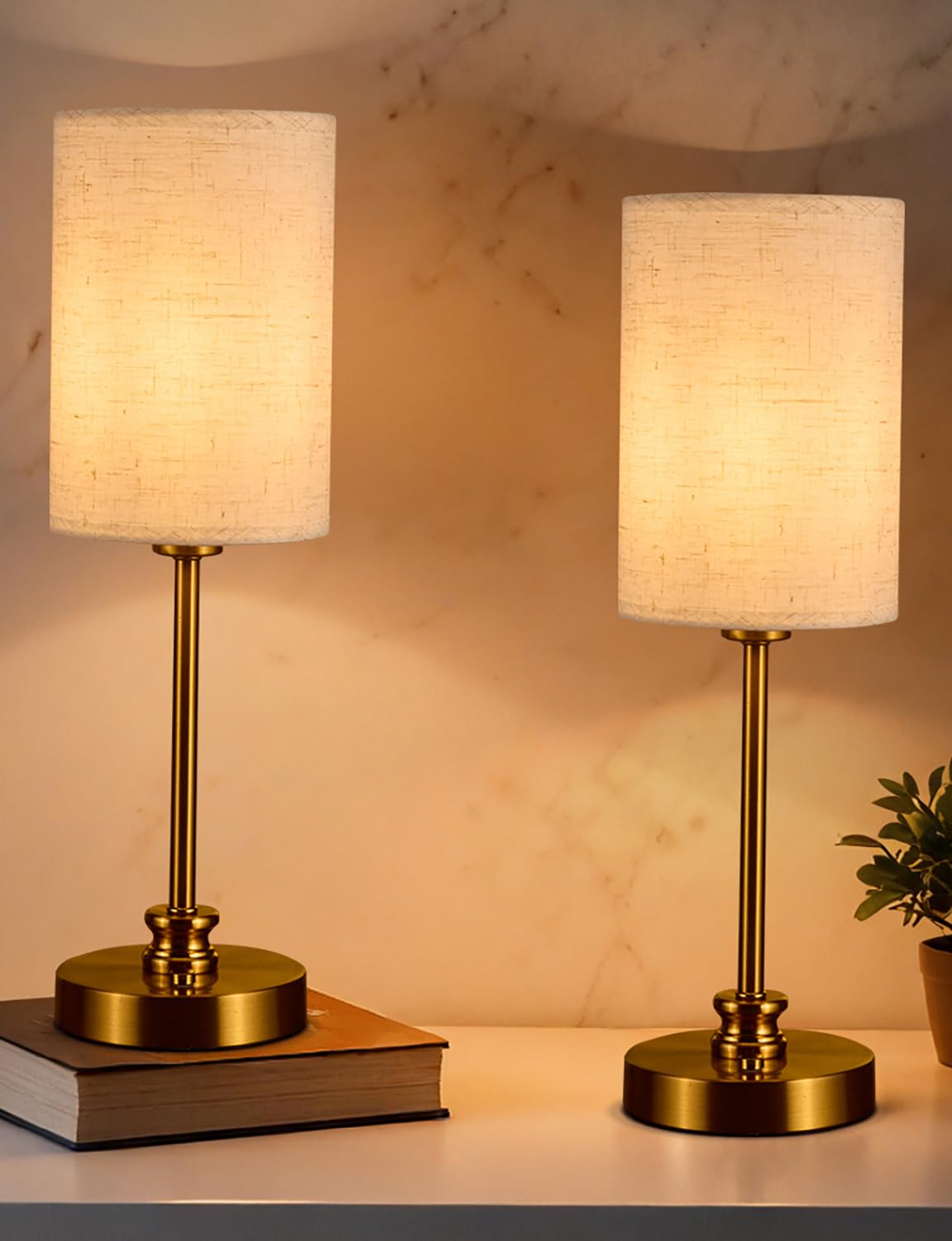 Bojim Set 2 Lampade Comodino Vintage Senza Fili Touch