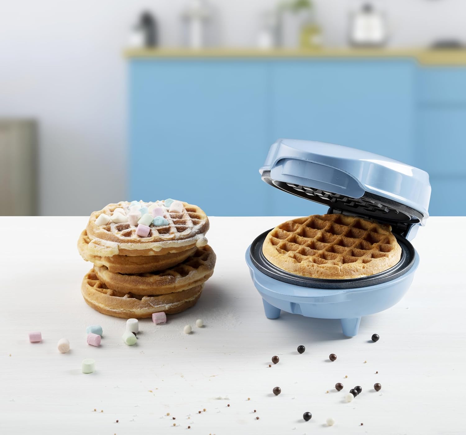 Bestron Mini Waffle per Waffle Classiche 550W, Blu - immagine 3