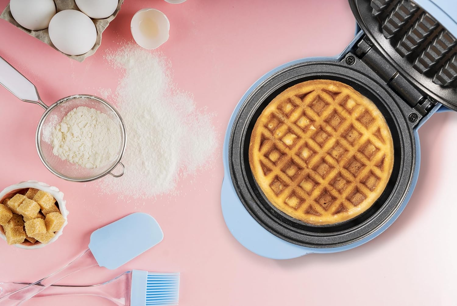 Bestron Mini Waffle per Waffle Classiche 550W, Blu - immagine 4