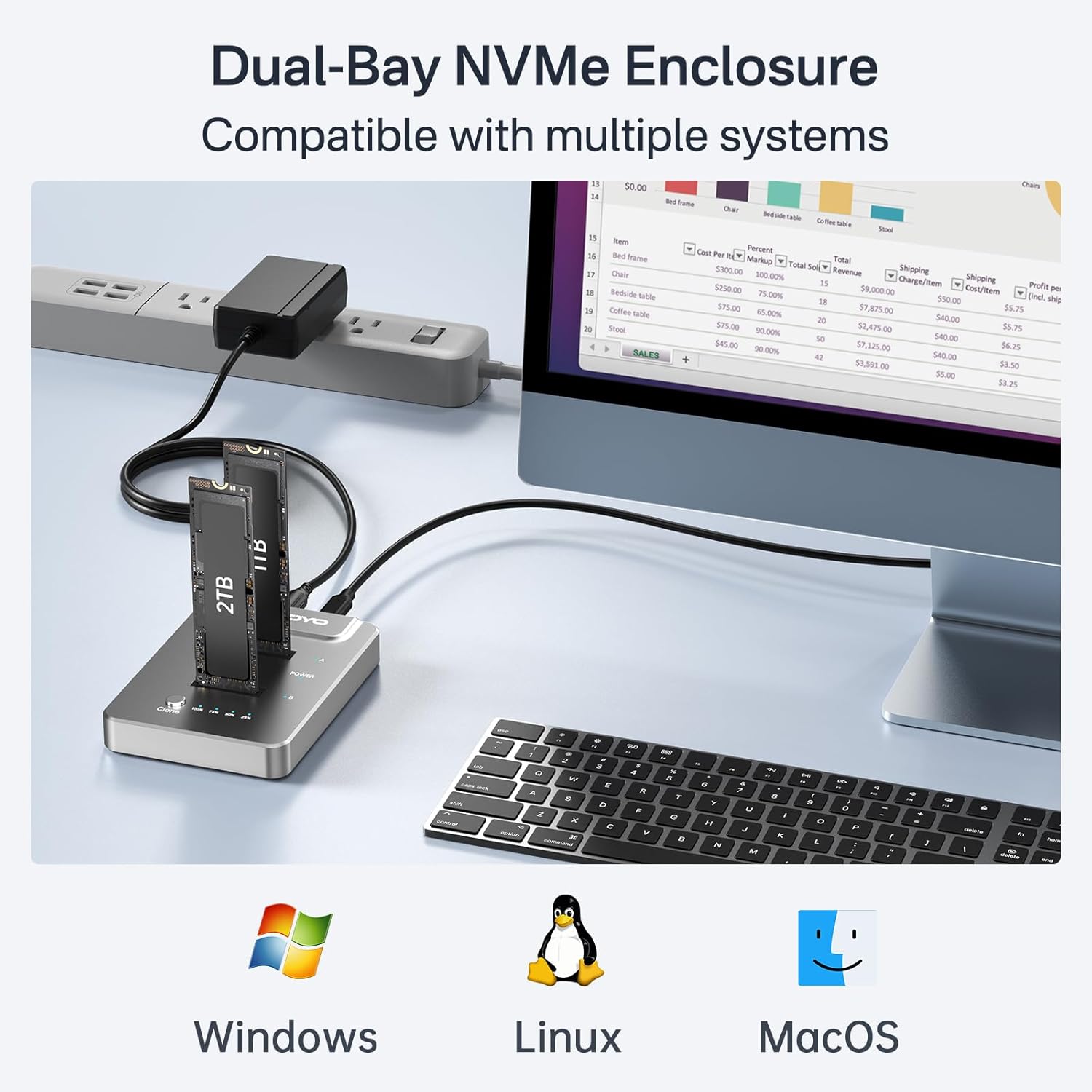 NVMe M.2 Clone SSD - Docking Station Dual Bay 10 Gbps - immagine 7