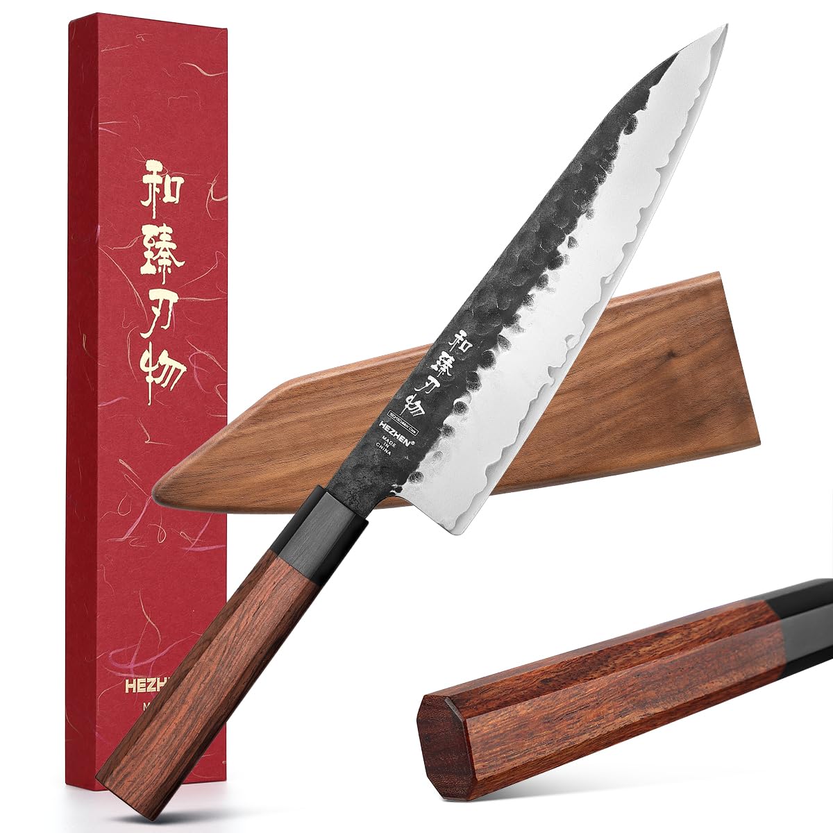 Hezhen Coltello da Chef Acciaio Composito con Fodero