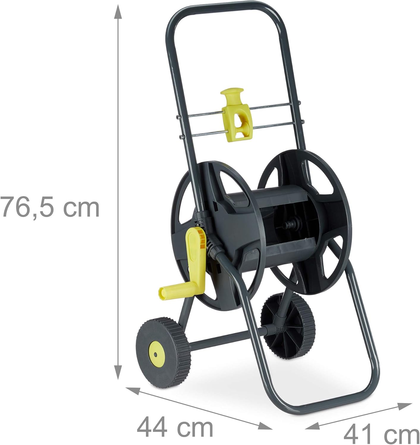 Relaxdays Carrello Avvolgitubo Mobile 45m, Grigio e Giallo - immagine 4