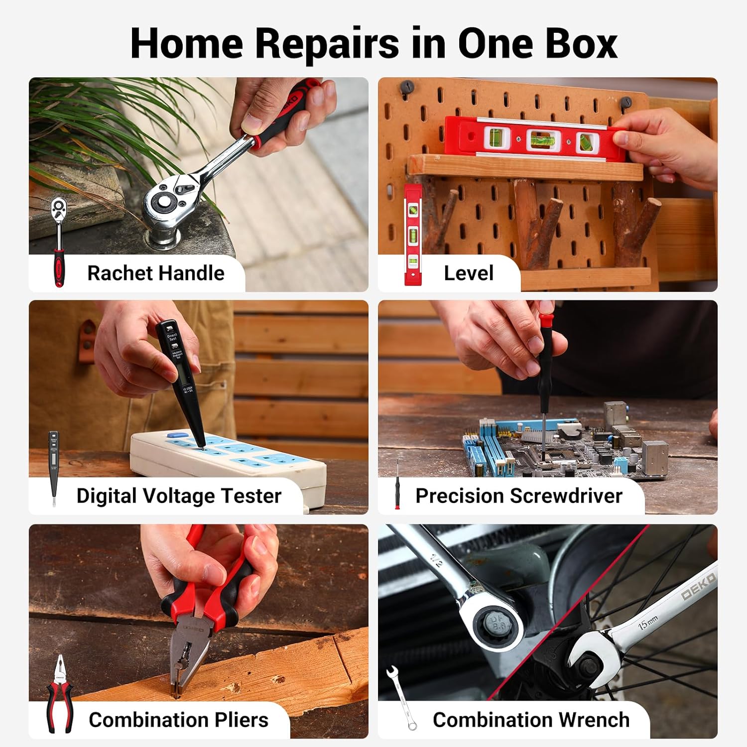 Deko Cassetta Attrezzi Completa 238 Pezzi con Trapano 12V, Rosso - immagine 4