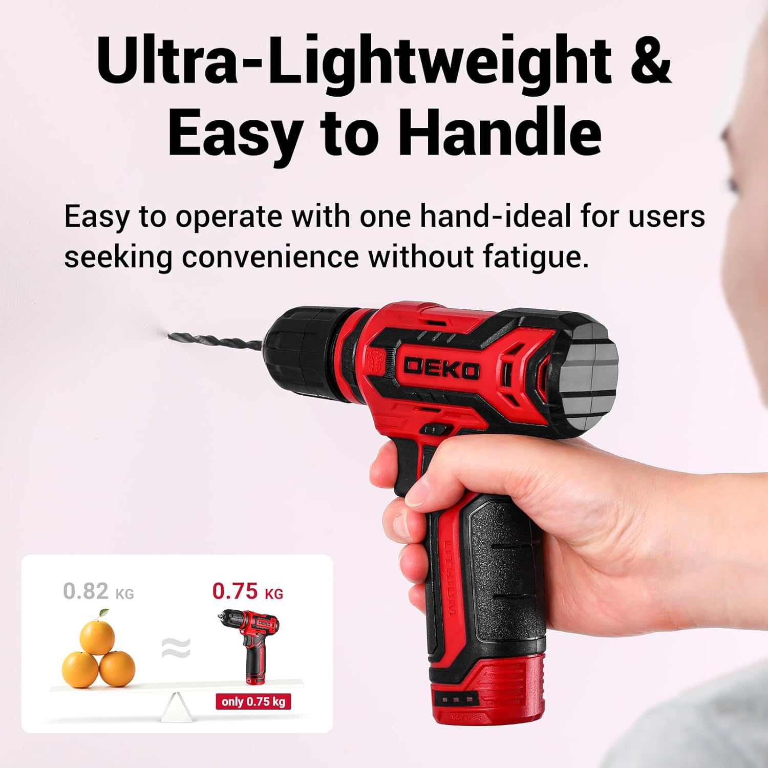 Deko Cassetta Attrezzi Completa 238 Pezzi con Trapano 12V, Rosso - immagine 6