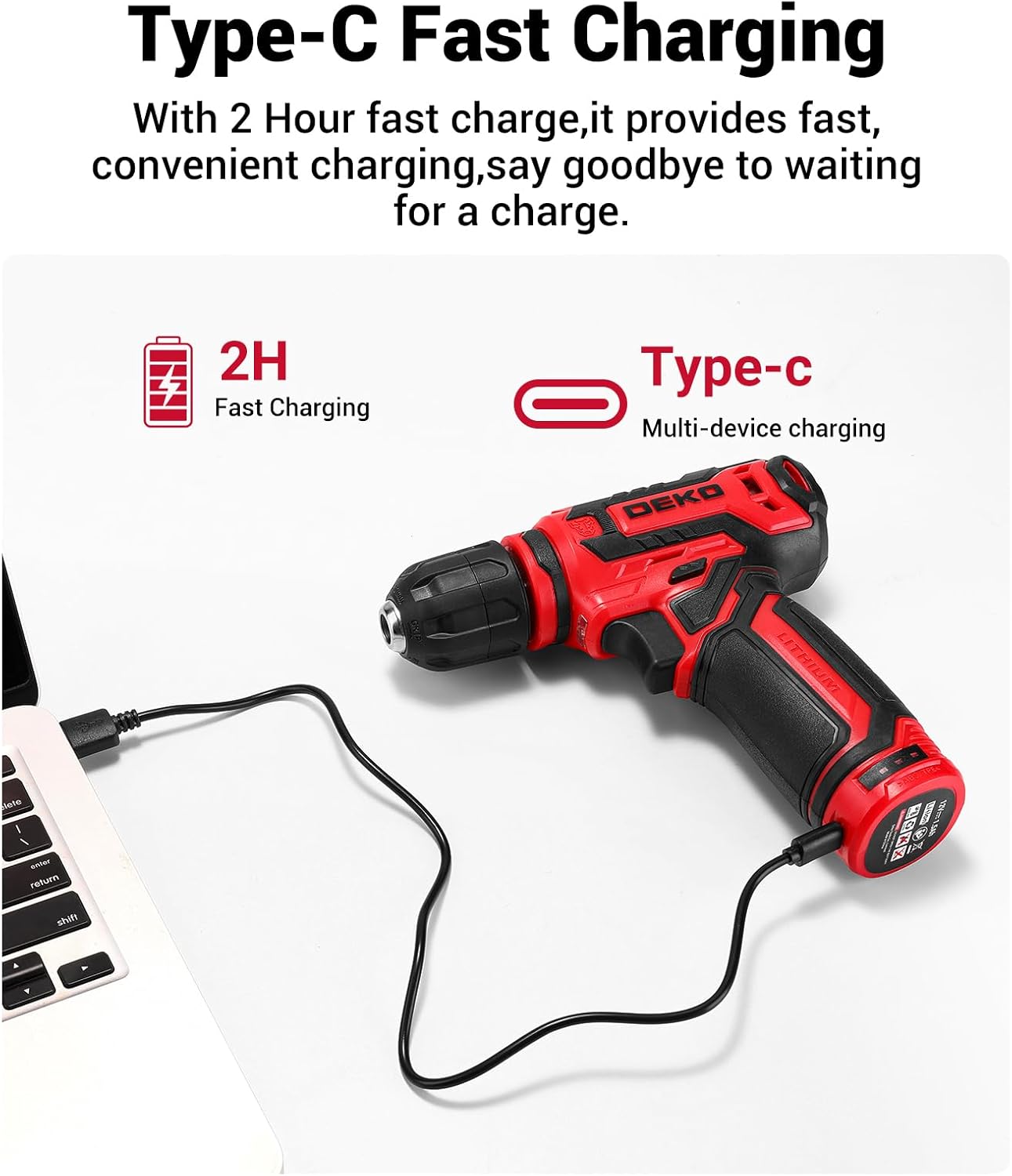 Deko Cassetta Attrezzi Completa 238 Pezzi con Trapano 12V, Rosso - immagine 7