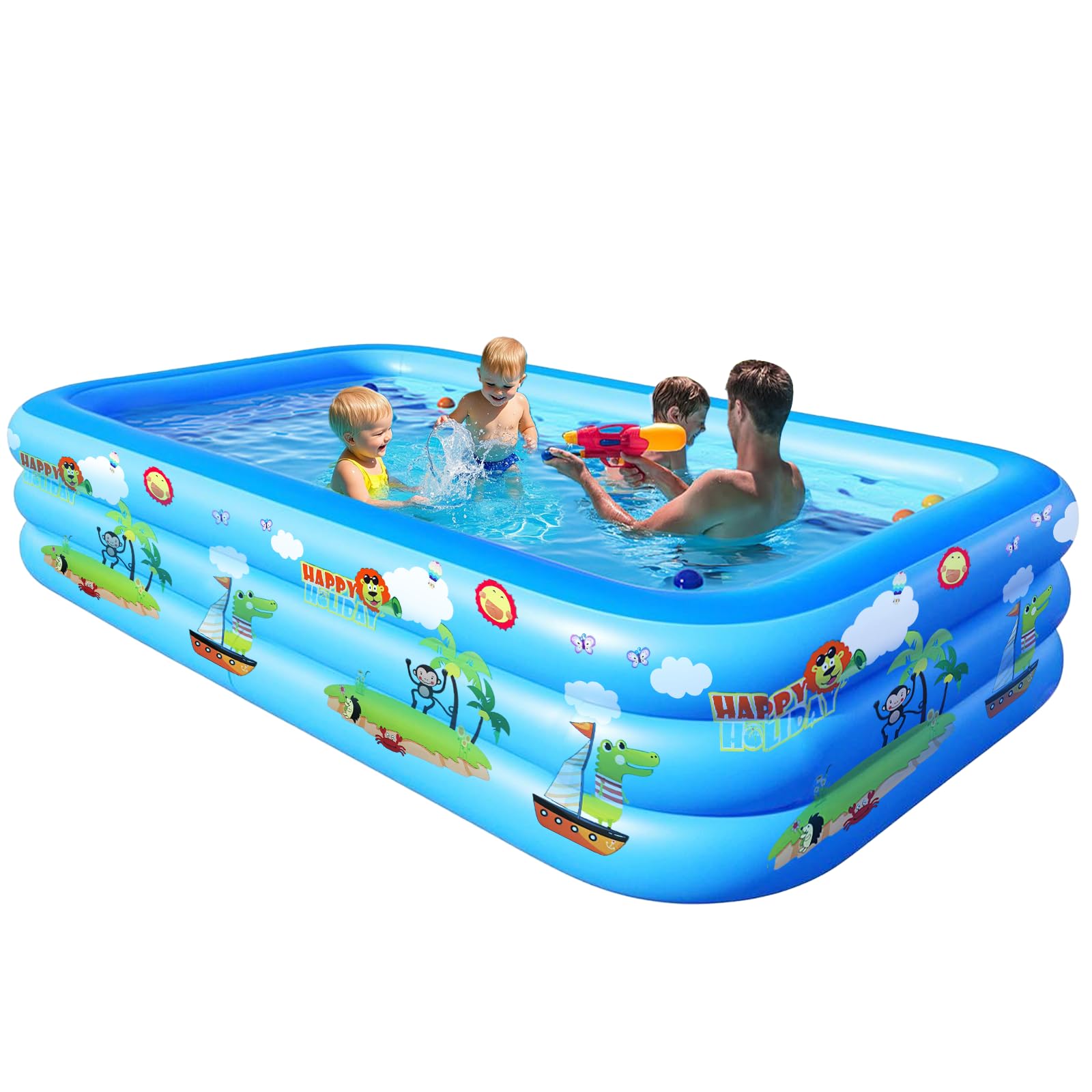 Galaxyer Piscina Gonfiabile 3 Anelli 300x183x56cm