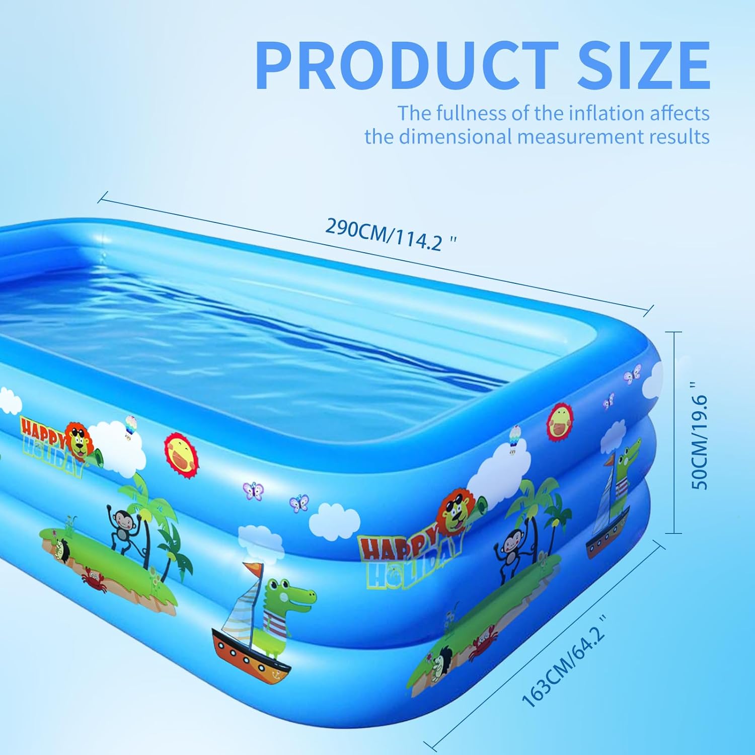Galaxyer Piscina Gonfiabile 3 Anelli 300x183x56cm - immagine 4