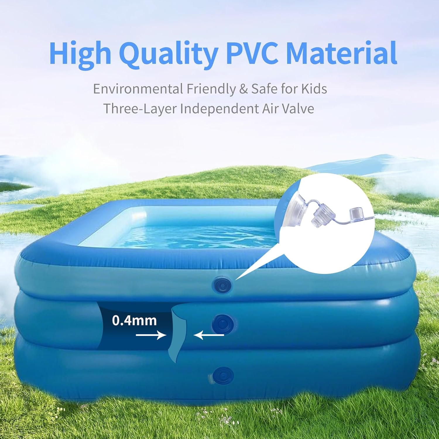 Galaxyer Piscina Gonfiabile 3 Anelli 300x183x56cm - immagine 5