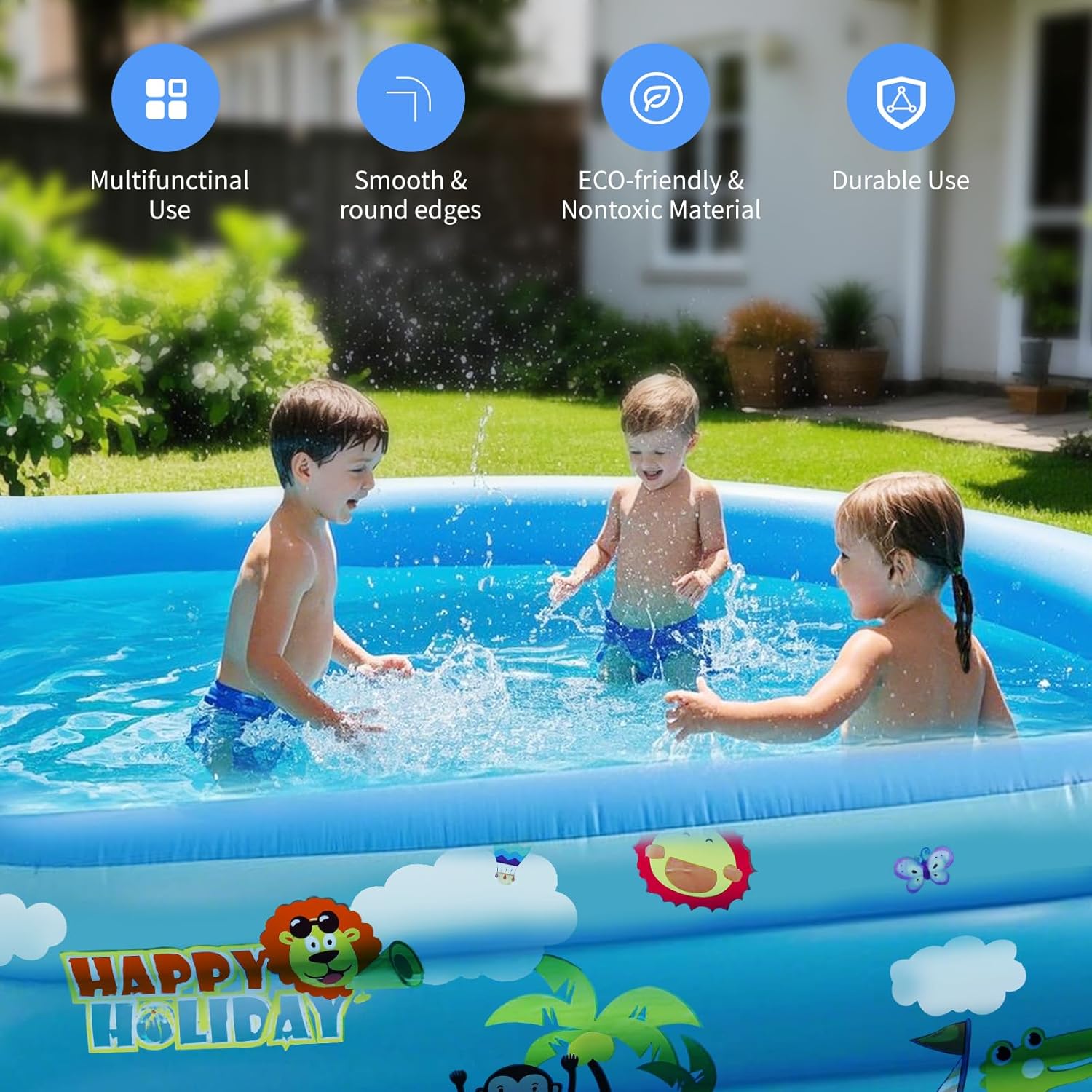 Galaxyer Piscina Gonfiabile 3 Anelli 300x183x56cm - immagine 6