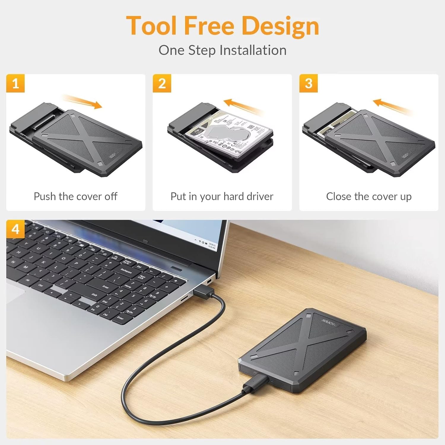 iDsonix Case HDD 2.5 SATA USB 3.1, Nero - immagine 6