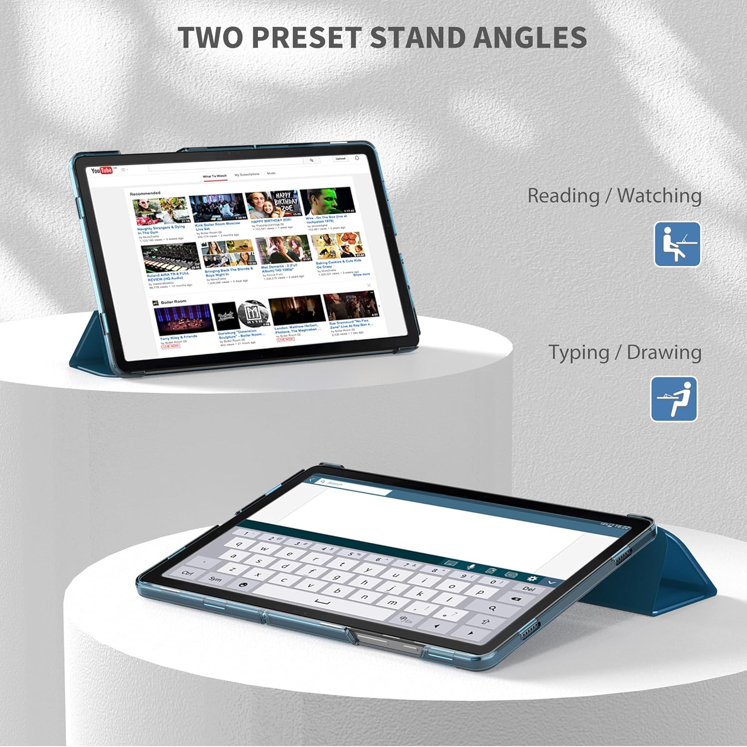 Cacoe Cover per Samsung Galaxy Tab A9+ / A9 Plus 11" 2023, Blu Pavone - immagine 6