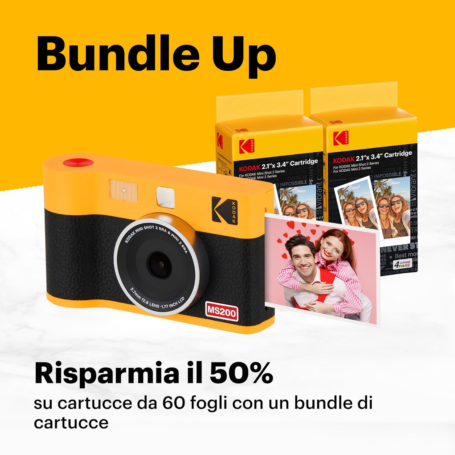 Kodak Mini Shot 2 Era 4PASS - Fotocamera Istantanea, Nero - immagine 2