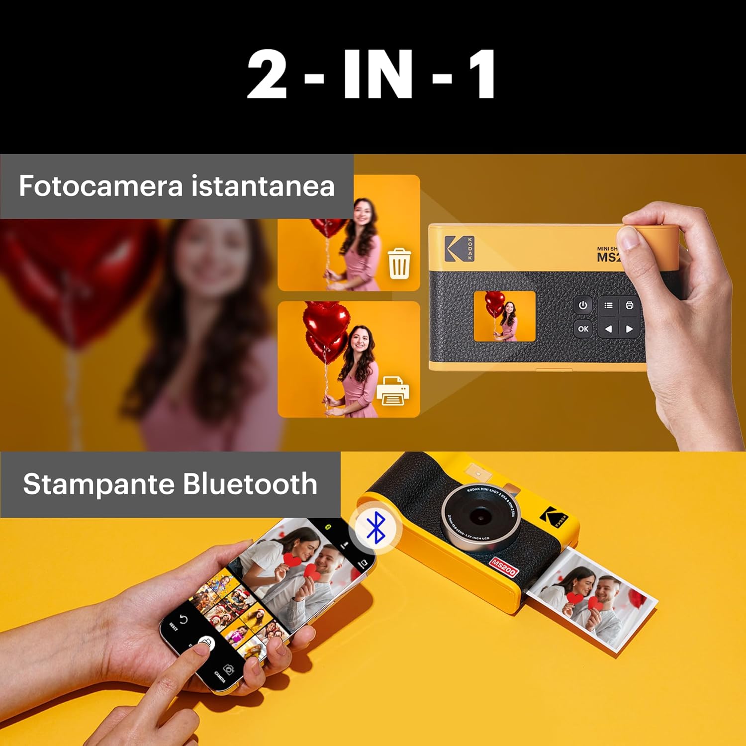 Kodak Mini Shot 2 Era 4PASS - Fotocamera Istantanea, Nero - immagine 3