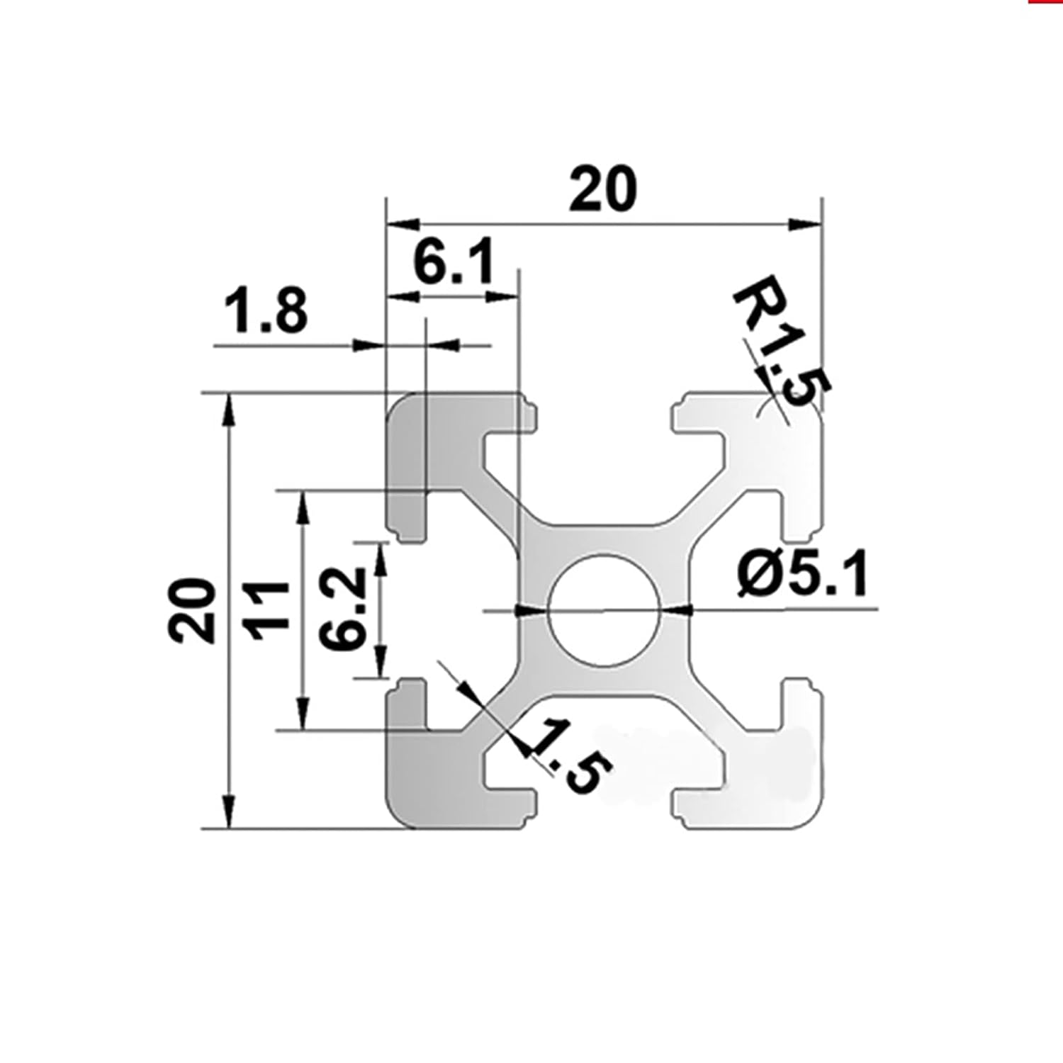 Coavoo Profilo in Alluminio 2020 Tipo T 1200mm (2 pezzi) - immagine 2