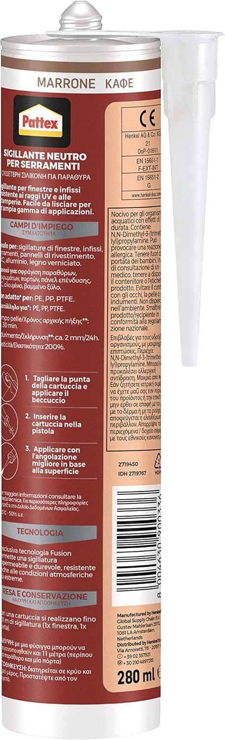 Pattex Silicone Sigillante Finestre Infissi Marrone 280ml - immagine 2