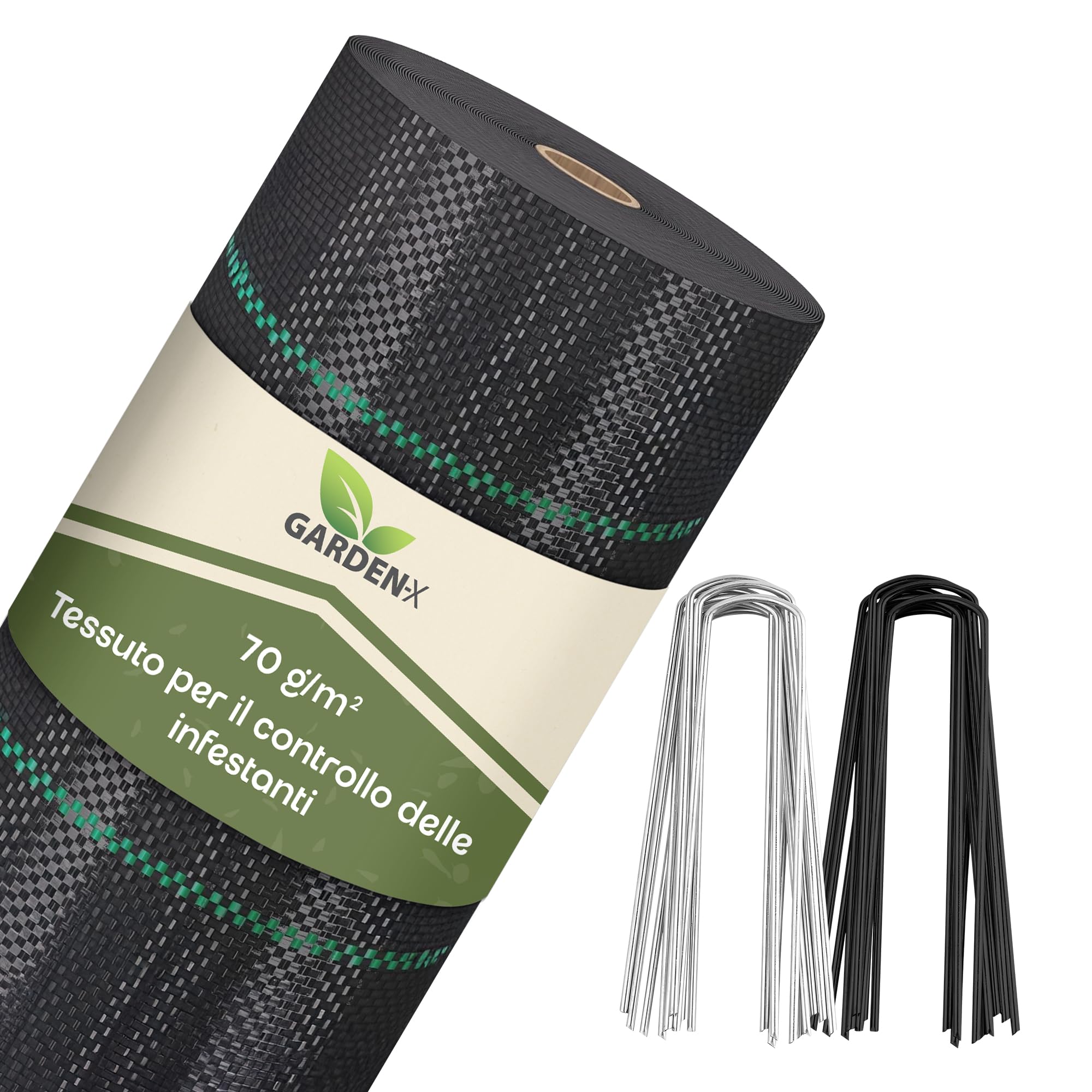 GARDENIX Tessuto Non Tessuto per Erbacce con 50 Ancore, 60 m² (0,6 m x 100 m), permeabile all'Acqua, 70 g/m², Nero, Resistente ai Raggi UV, Protezione dalle Erbacce, Pellicola per Suolo, Tessuto