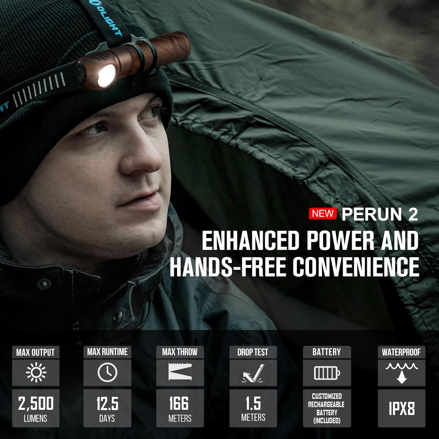 OLIGHT Perun 2 Lampada Frontale LED USB Ricaricabile - immagine 6