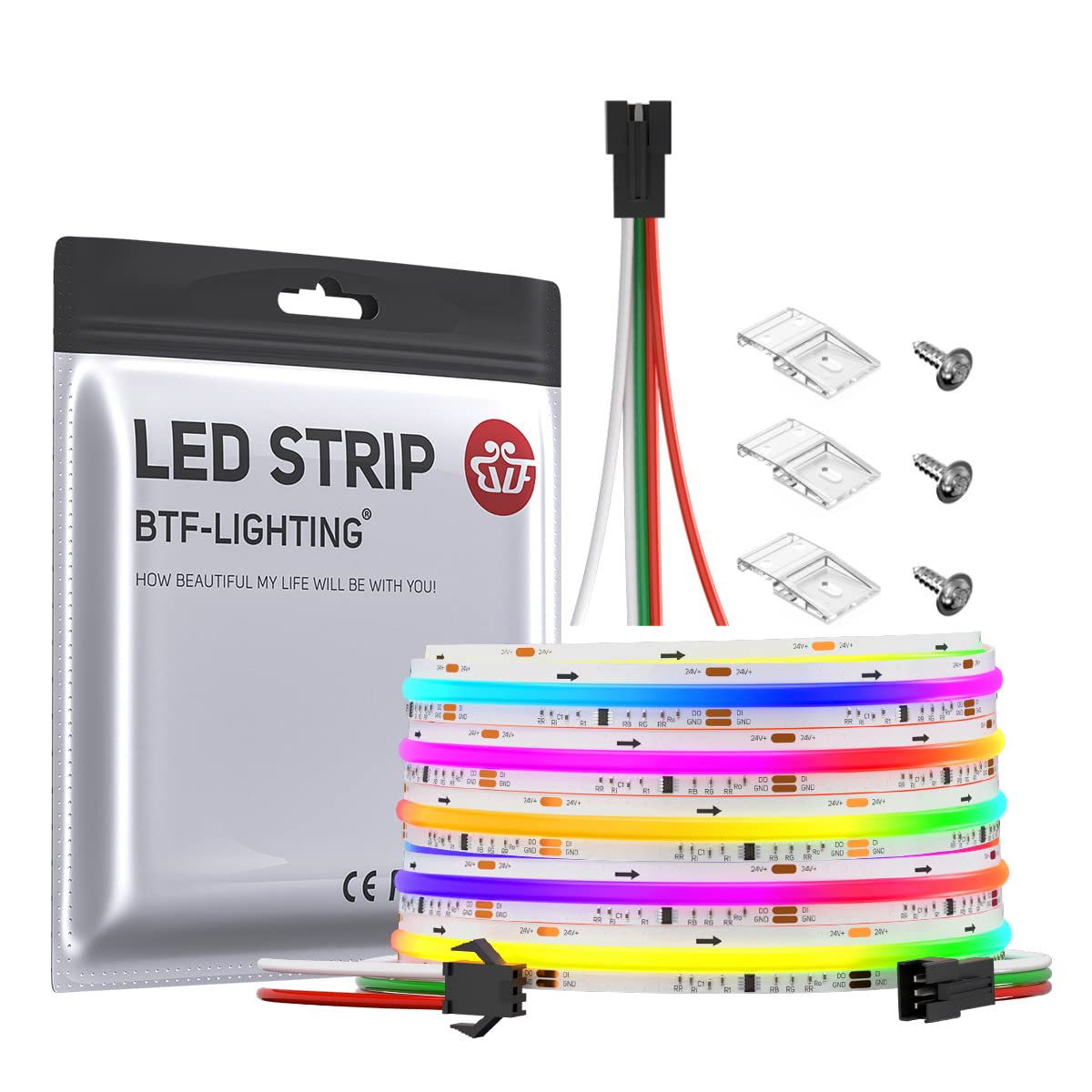 Btf-lighting FCOB SPI RGB Striscia LED Flessibile 5M