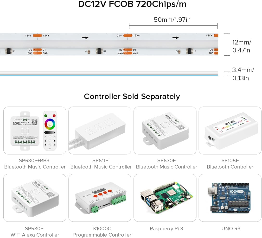 Btf-lighting FCOB SPI RGB Striscia LED Flessibile 5M - immagine 5