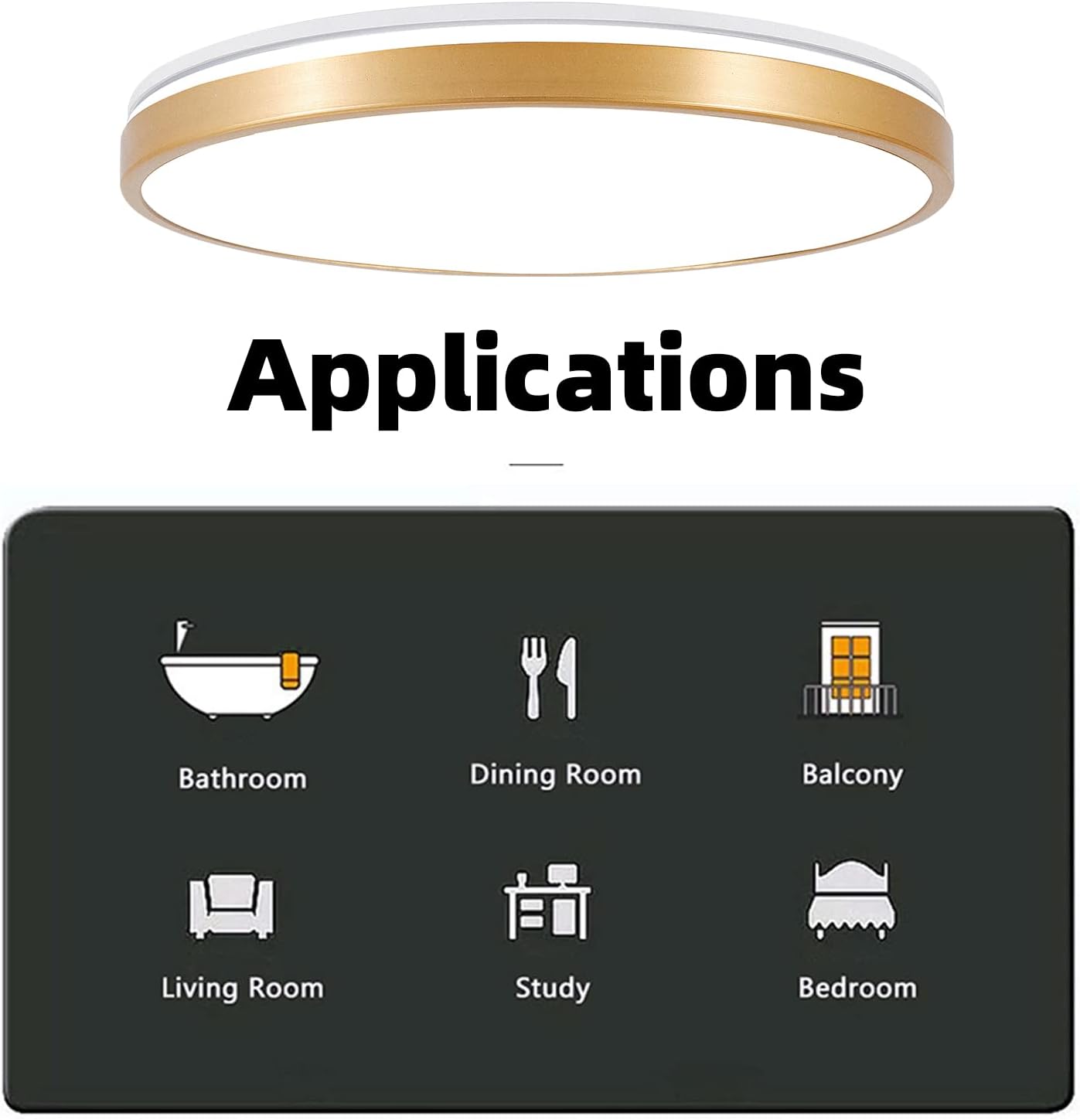 Horevo Plafoniera Bluetooth con Telecomando 30CM, Oro - immagine 3