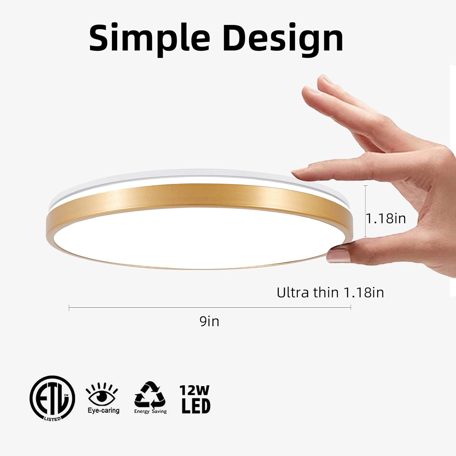 Horevo Plafoniera Bluetooth con Telecomando 30CM, Oro - immagine 4