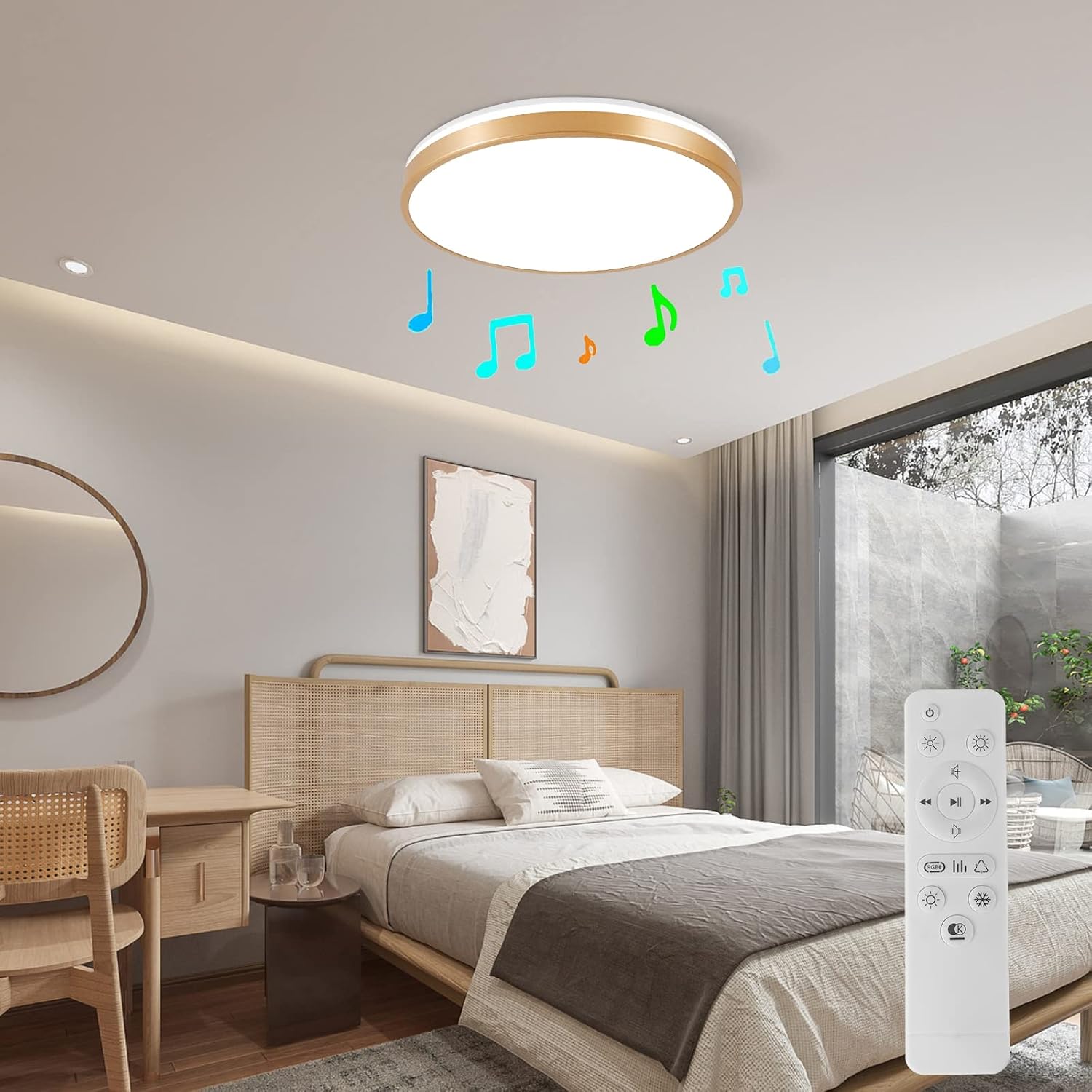 Horevo Plafoniera Bluetooth con Telecomando 30CM, Oro - immagine 8