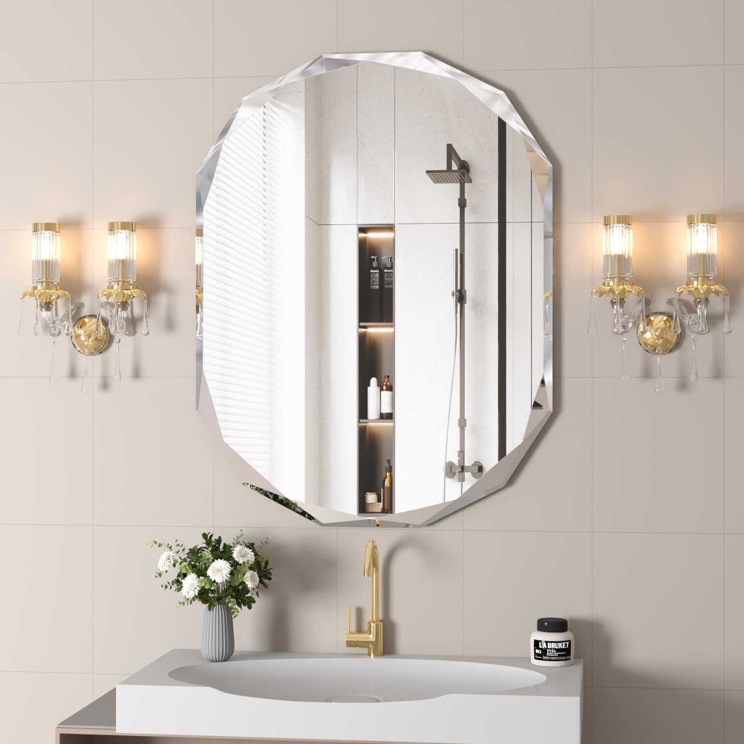 Specchio da Bagno da Parete 75x90 cm con Bordo Smussato