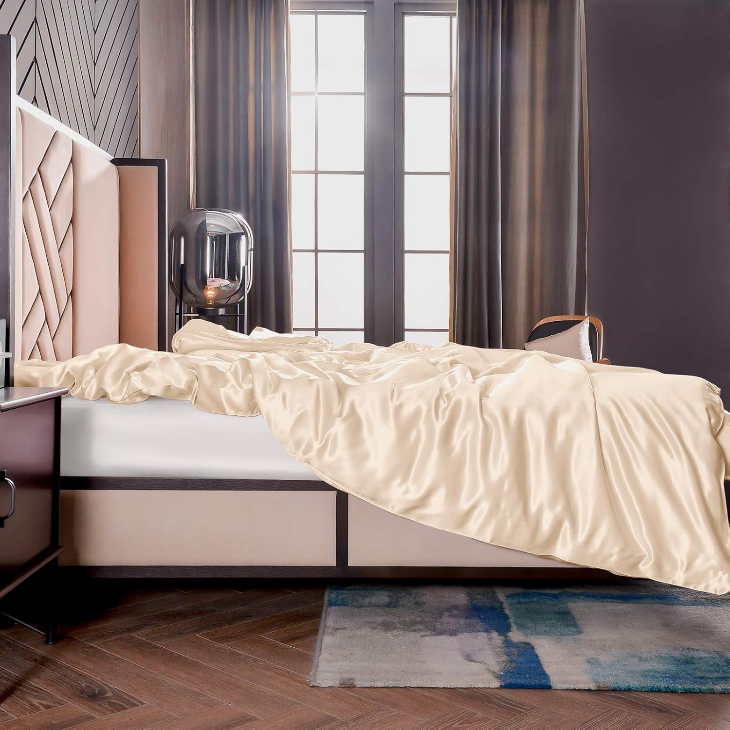 Thxsilk Copripiumino di Seta 19 Momme, Champagne